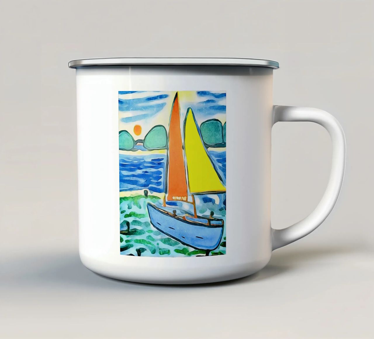 Barca a vela tazza in smalto da ZAMART