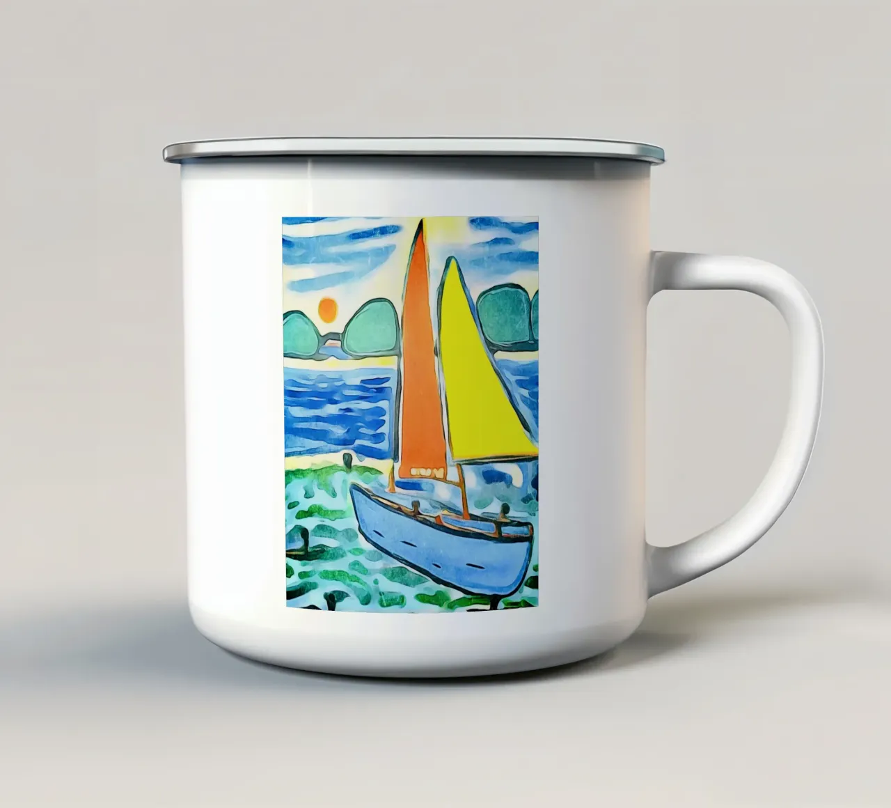 Barca a vela tazza in smalto da ZAMART