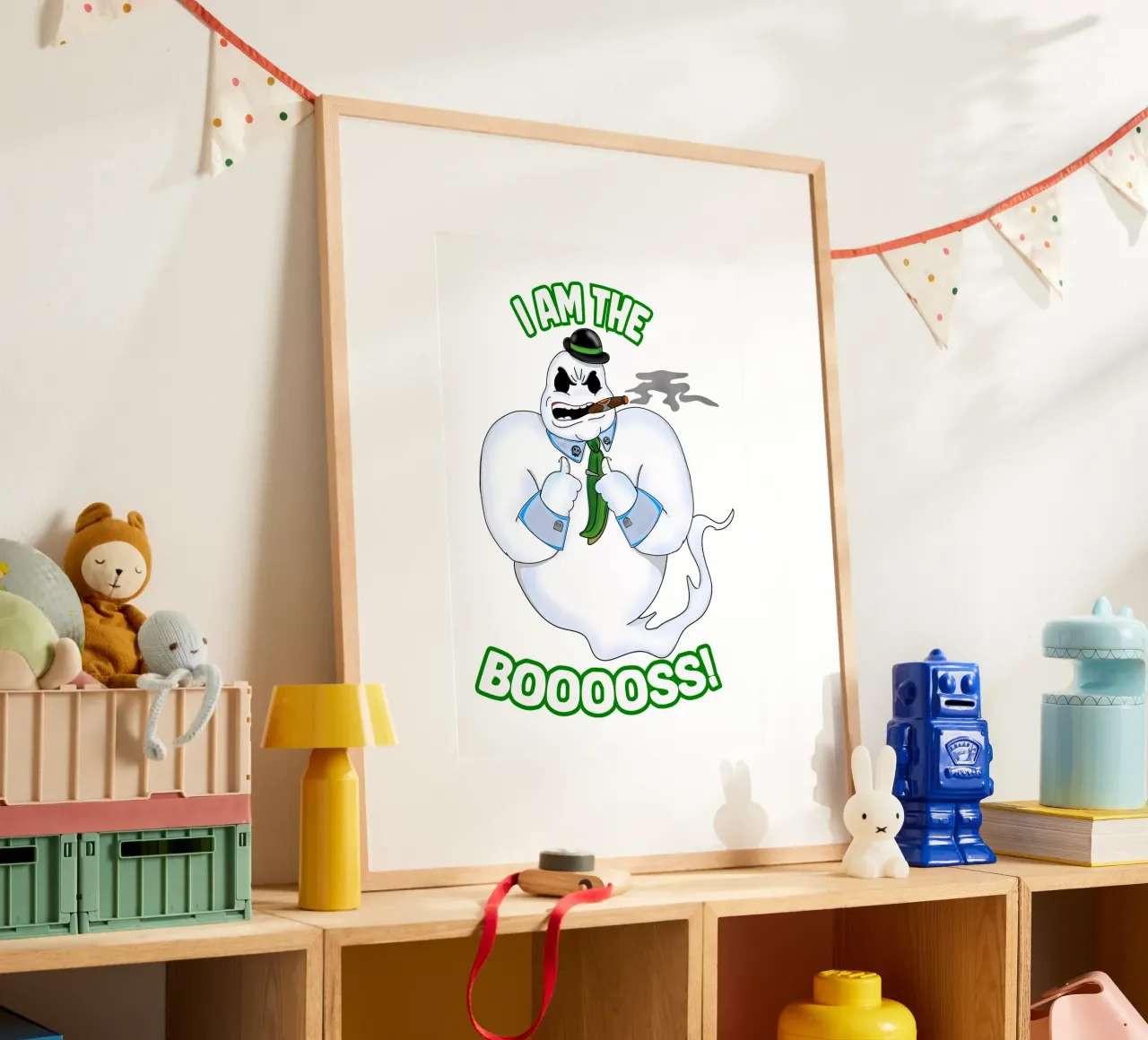 Io sono il capo, divertente cartone animato di Halloween poster con telaio in alluminio da sillyindustries