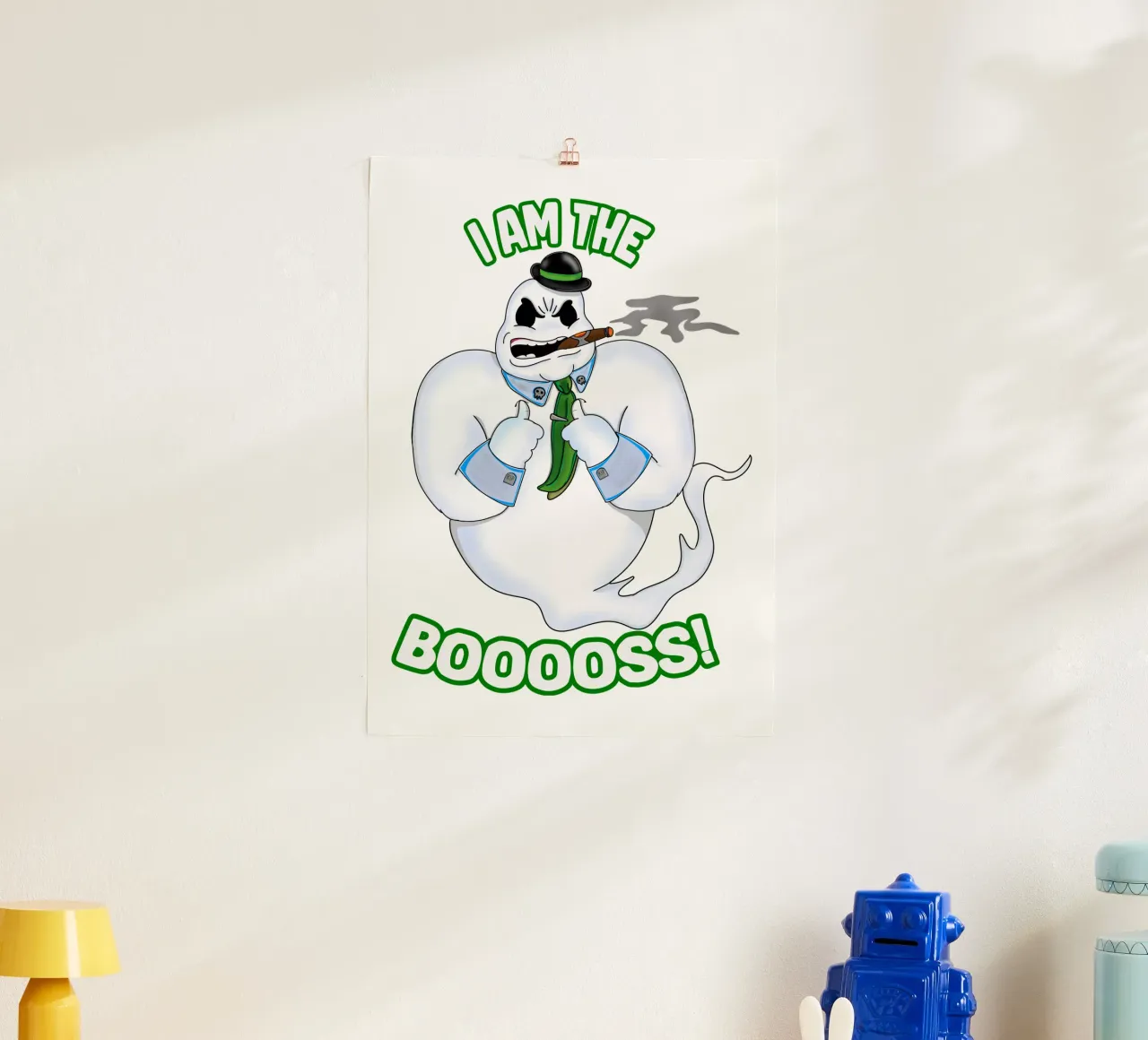 Io sono il capo, divertente cartone animato di Halloween poster con telaio in alluminio da sillyindustries