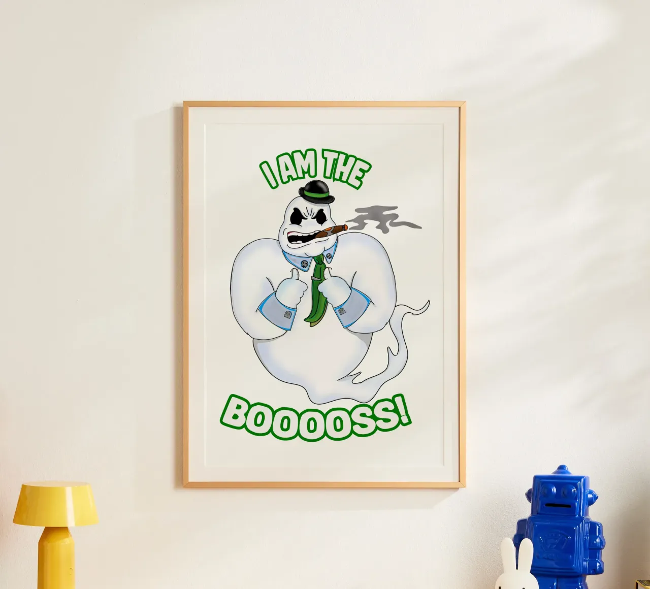 Io sono il capo, divertente cartone animato di Halloween poster con telaio in alluminio da sillyindustries
