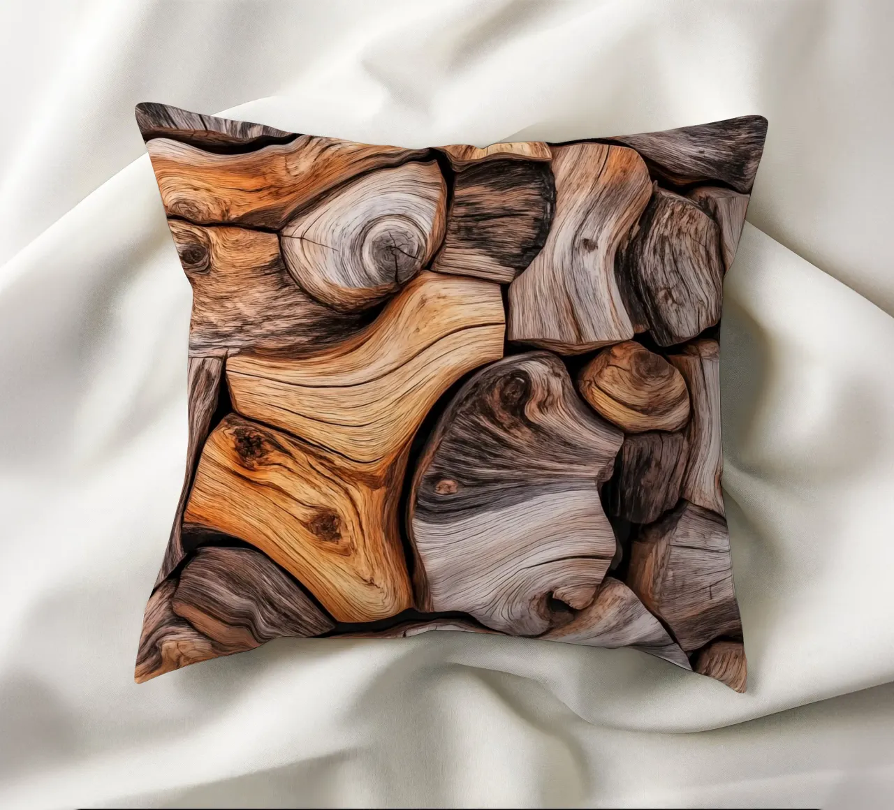 Driftwood Pattern | Meditation on time & transformation decorative cushion by Autofocus