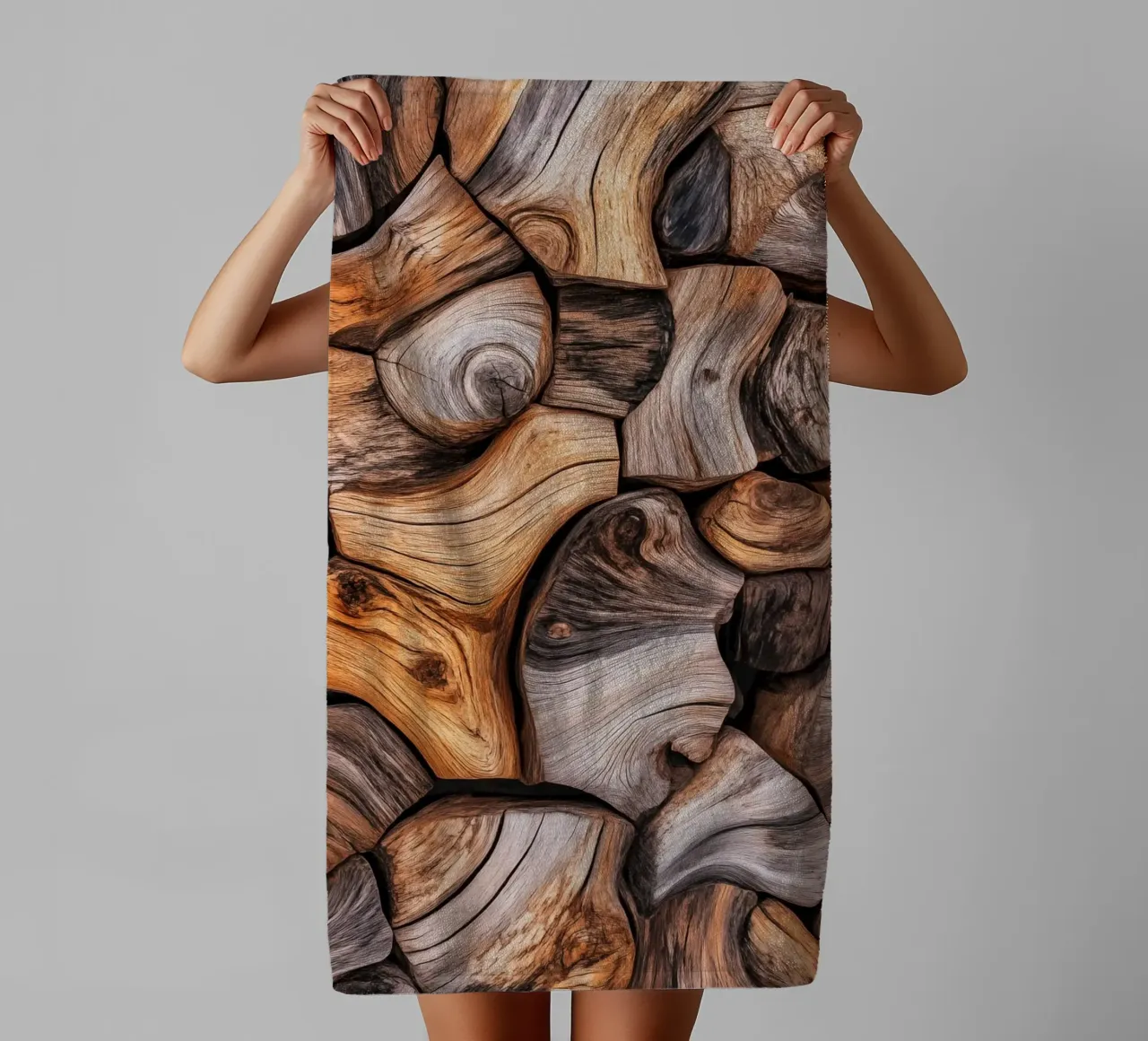 Drijfhoutpatroon | Meditatie over tijd & transformatie badhanddoek van Autofocus