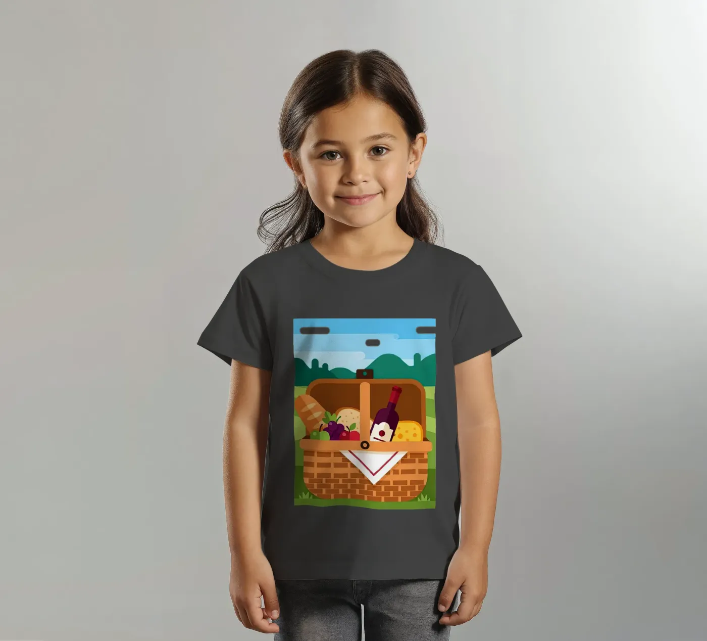 offener Picknickkorb Kinder T-Shirt von FlatPrint Studio