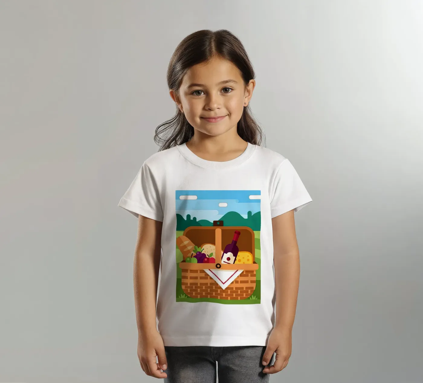 offener Picknickkorb Kinder T-Shirt von FlatPrint Studio