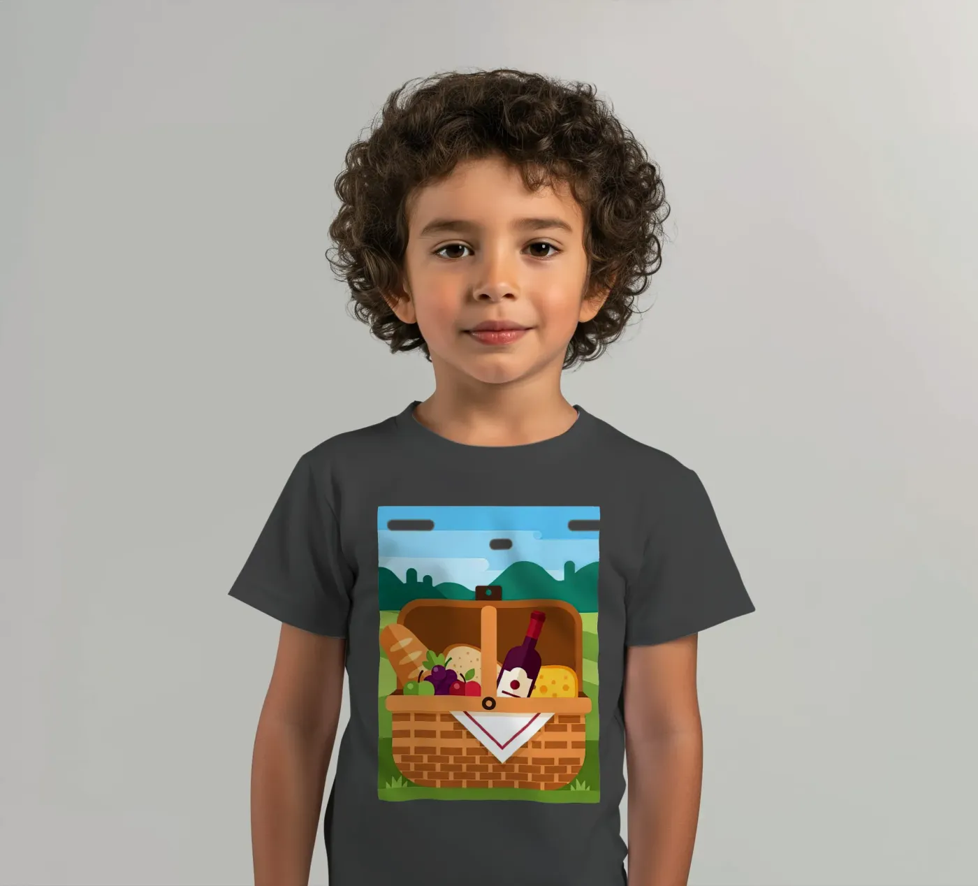 offener Picknickkorb Kinder T-Shirt von FlatPrint Studio