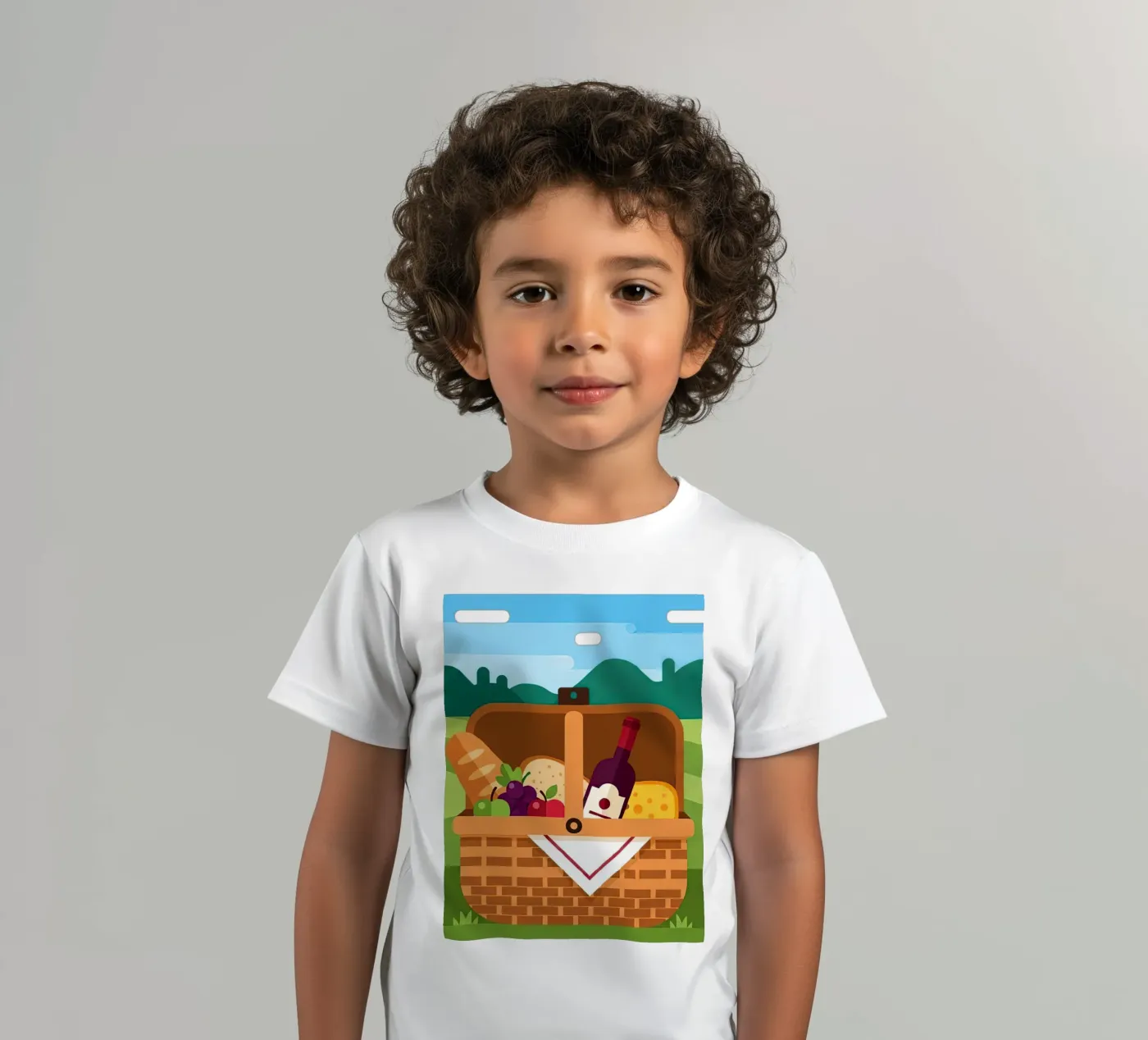 offener Picknickkorb Kinder T-Shirt von FlatPrint Studio