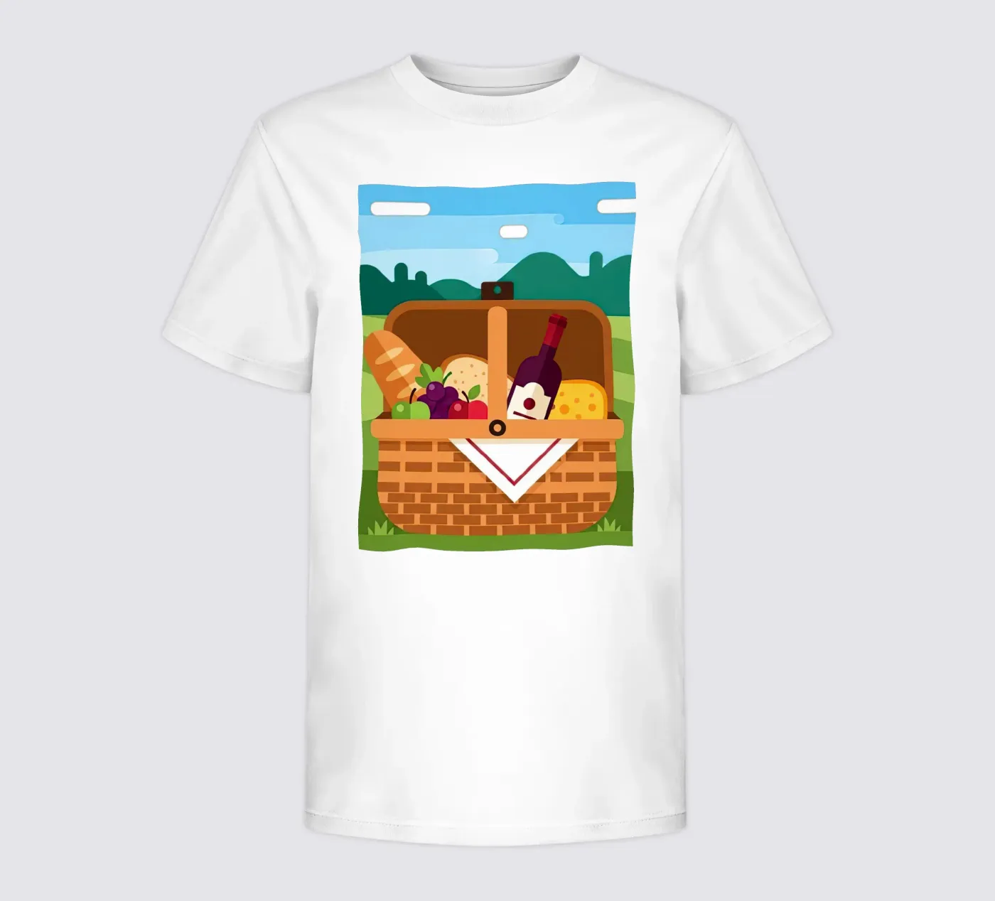 offener Picknickkorb Kinder T-Shirt von FlatPrint Studio