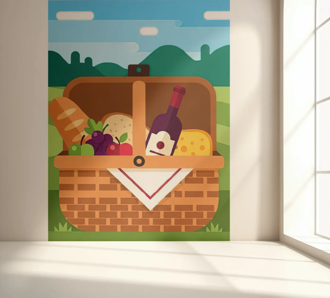 open picknickmand fotobehang van FlatPrint Studio