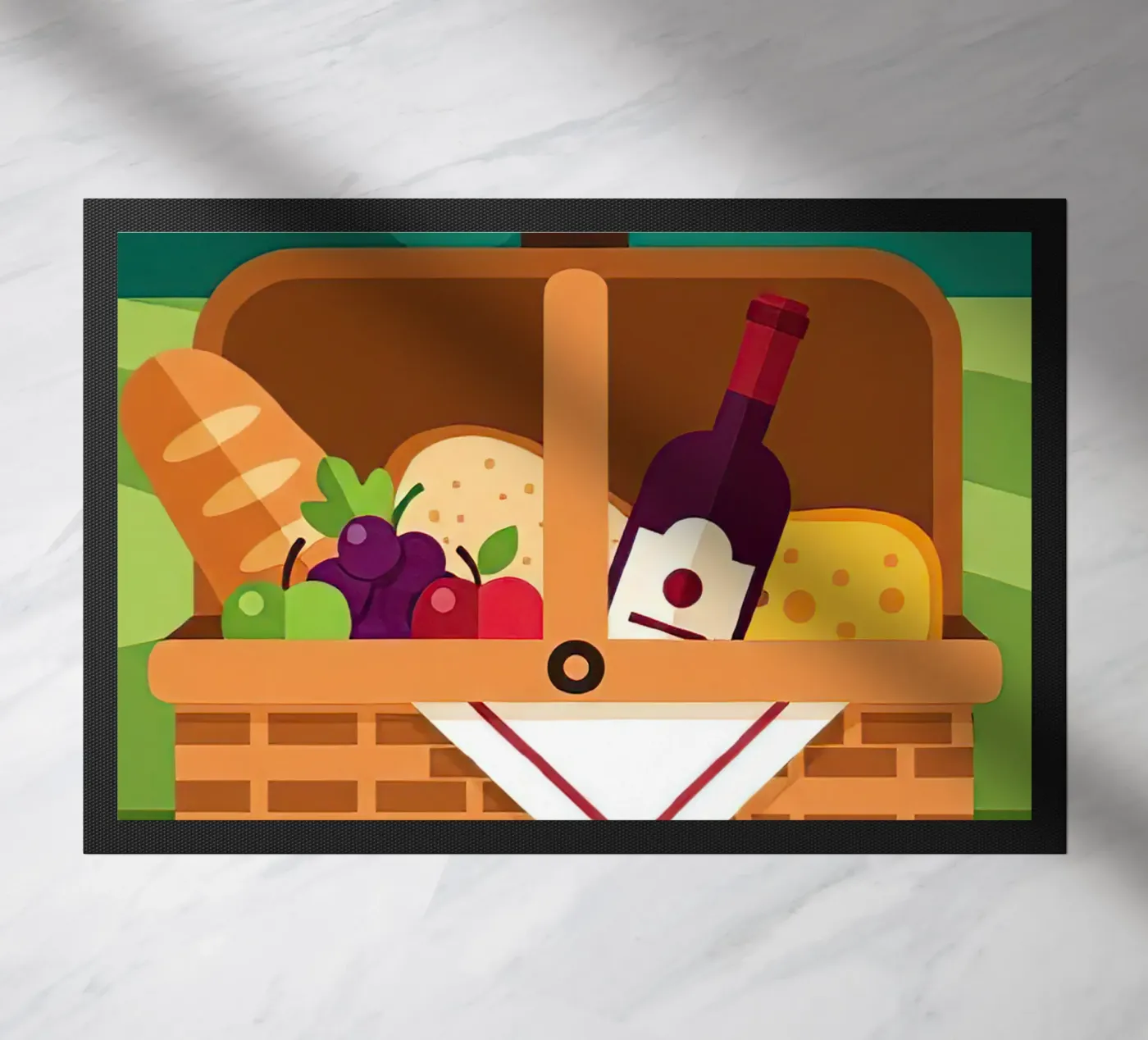 offener Picknickkorb Fußmatte von FlatPrint Studio