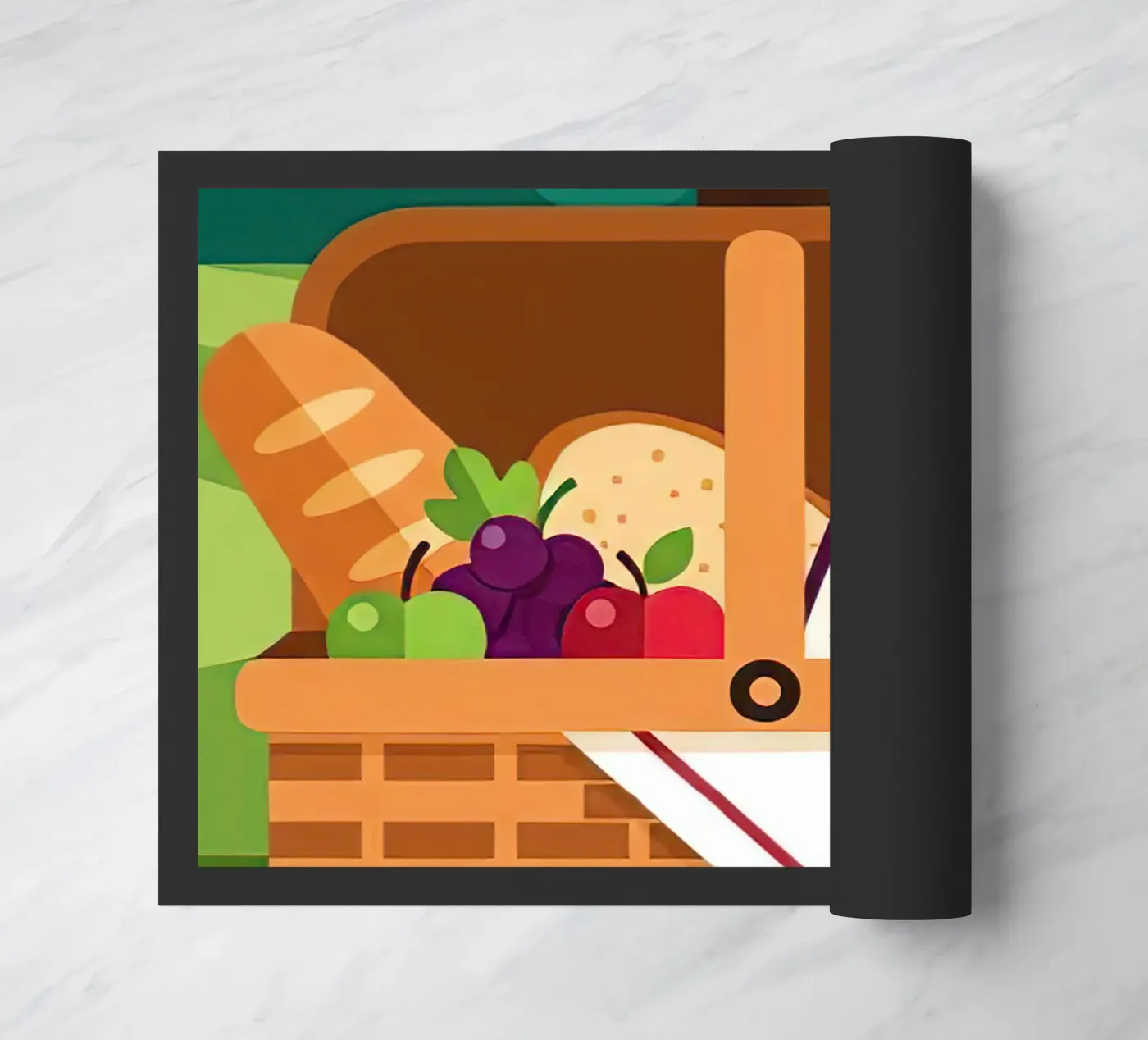 offener Picknickkorb Fußmatte von FlatPrint Studio
