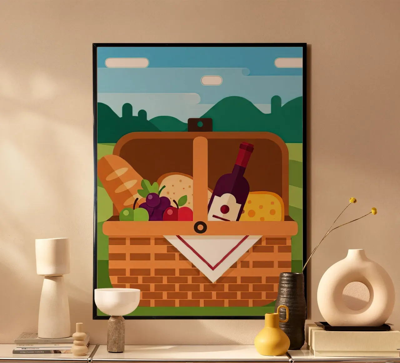 open picknickmand poster van FlatPrint Studio