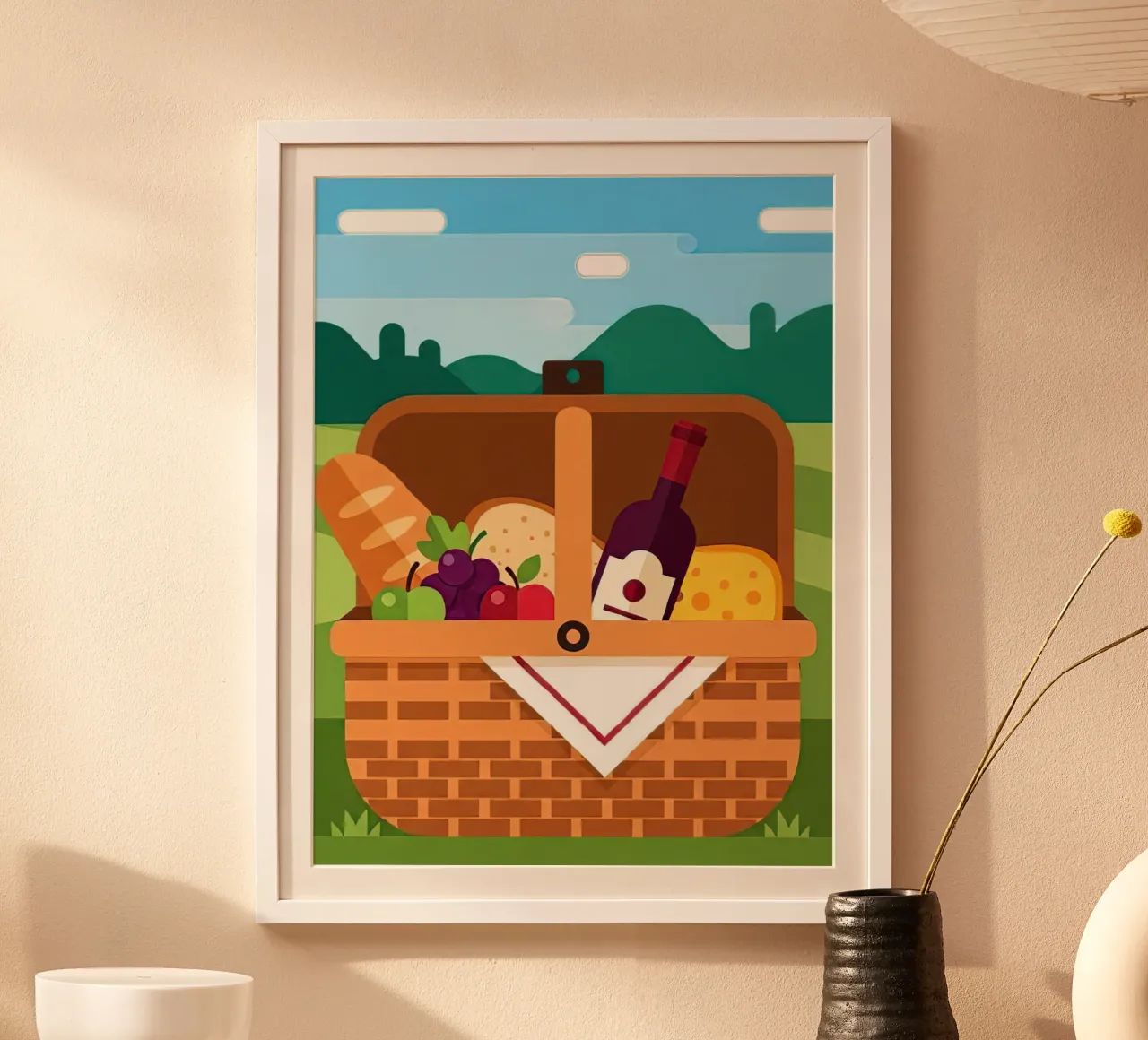 open picknickmand poster van FlatPrint Studio