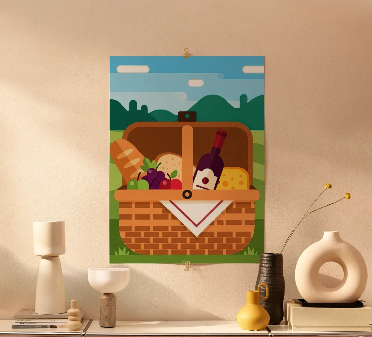 open picknickmand poster van FlatPrint Studio