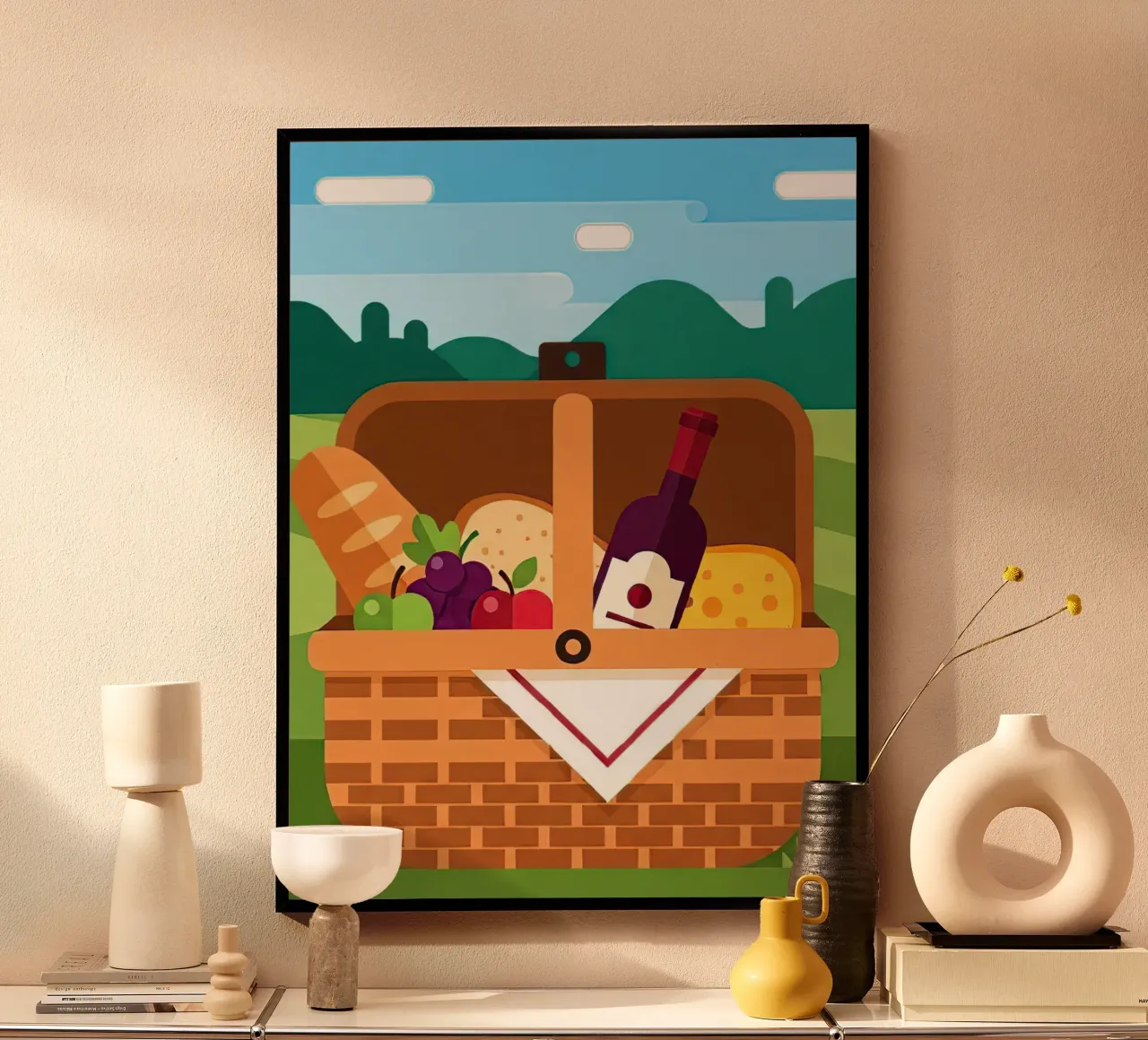 open picknickmand poster van FlatPrint Studio