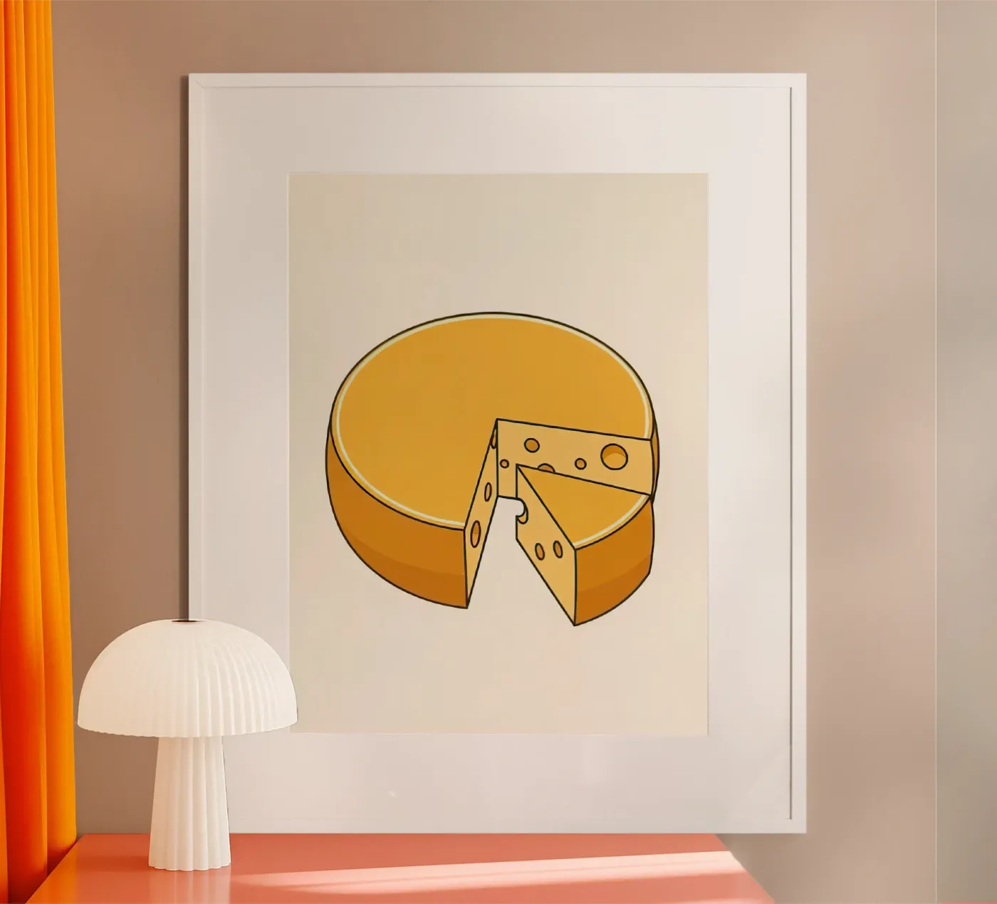 Cheese Wheel Cut poster by FlatPrint Studio
