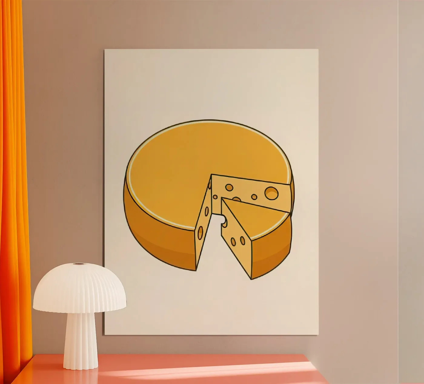Cheese Wheel Cut poster by FlatPrint Studio