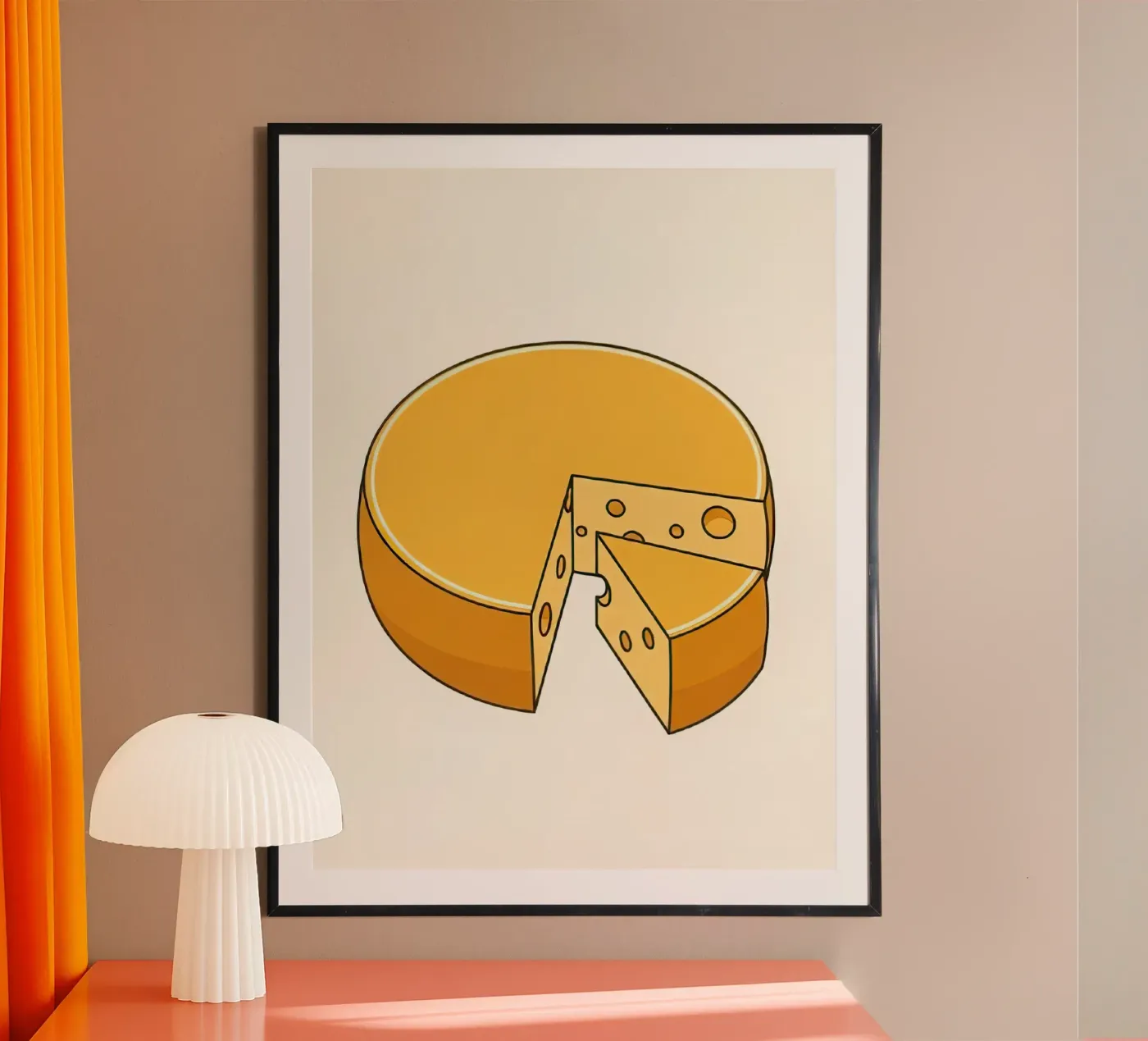 Cheese Wheel Cut poster by FlatPrint Studio