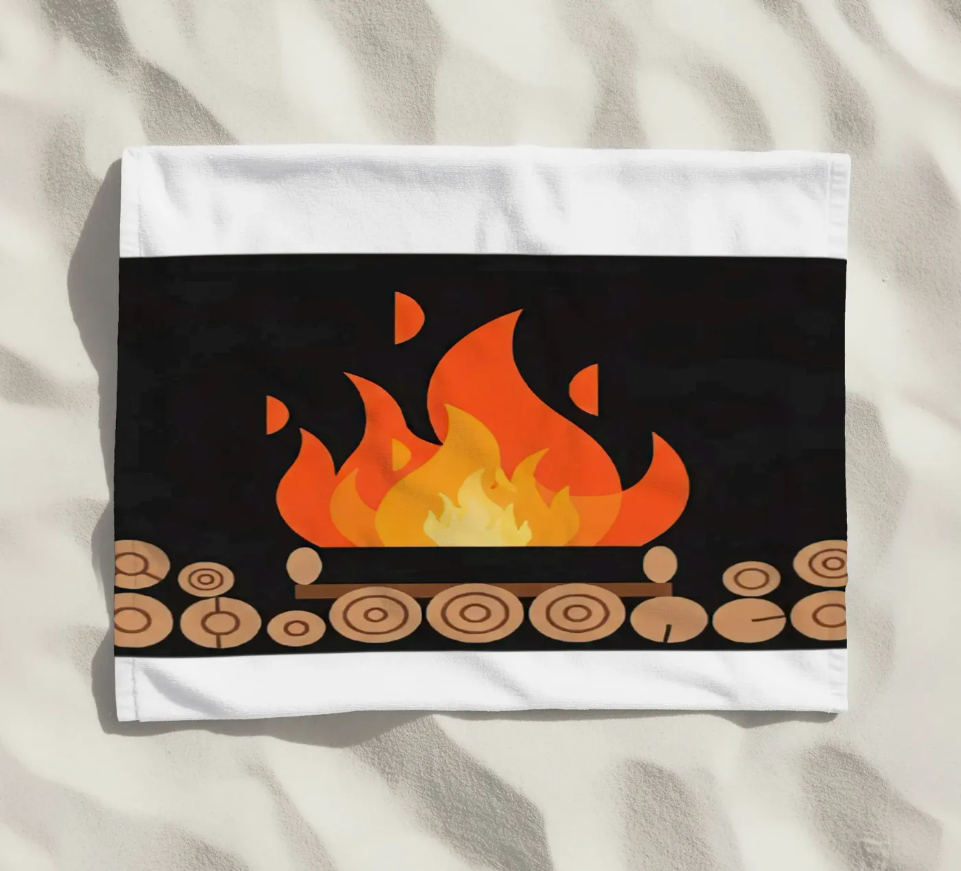 Fireplace Flames strandhanddoek van FlatPrint Studio
