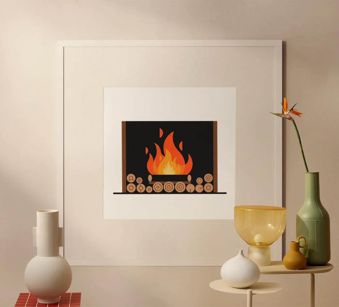 Fireplace Flames poster by FlatPrint Studio