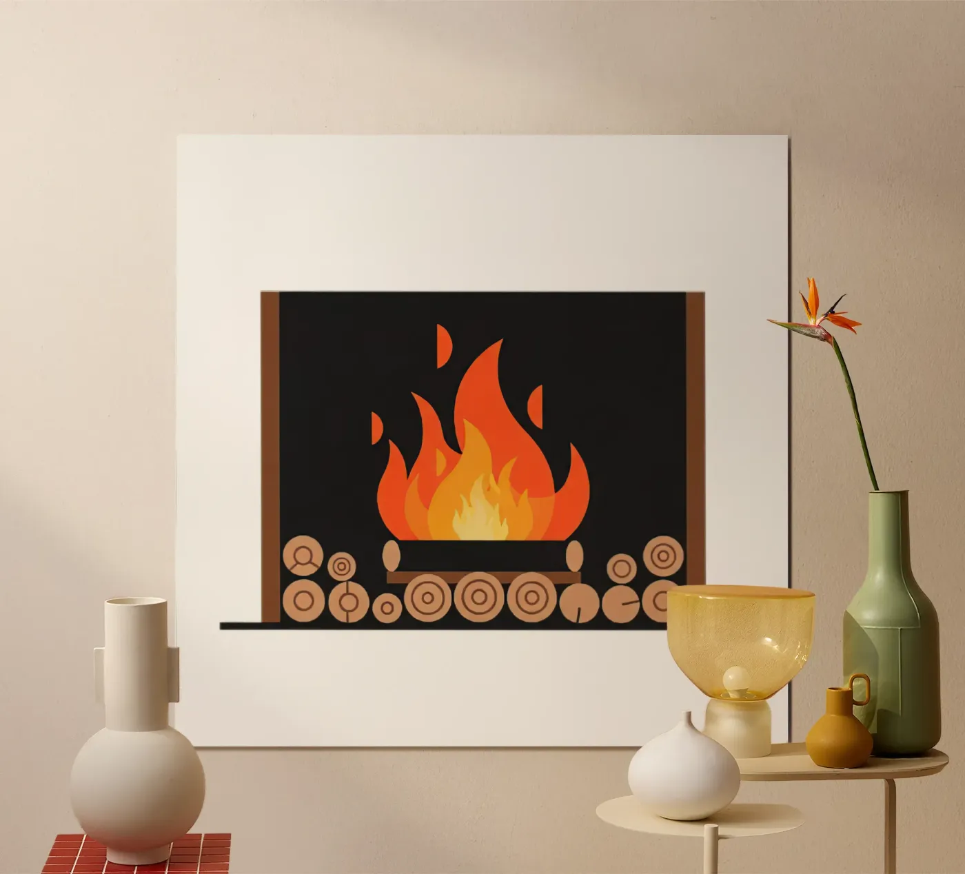 Fireplace Flames poster by FlatPrint Studio