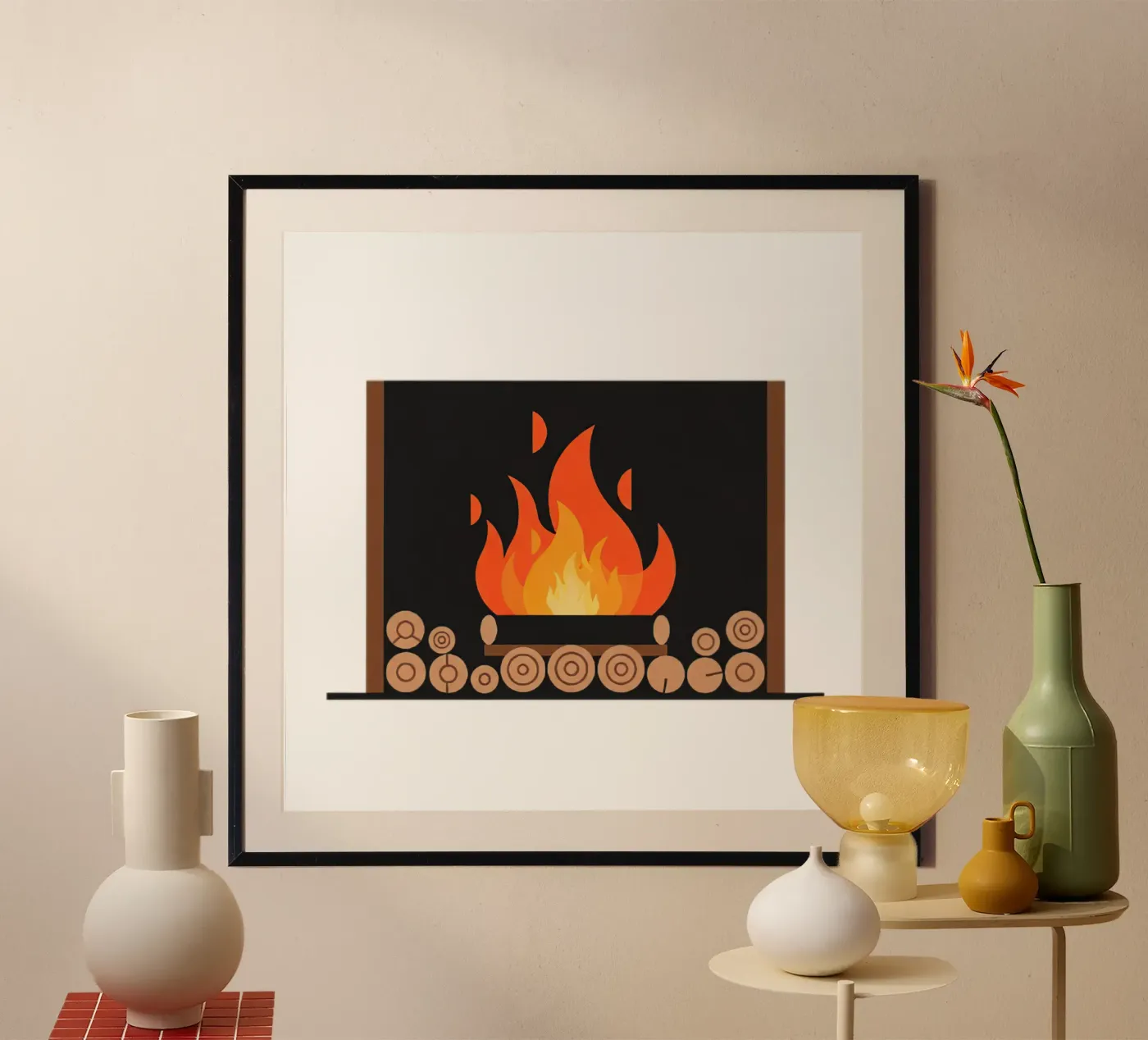 Fireplace Flames poster by FlatPrint Studio