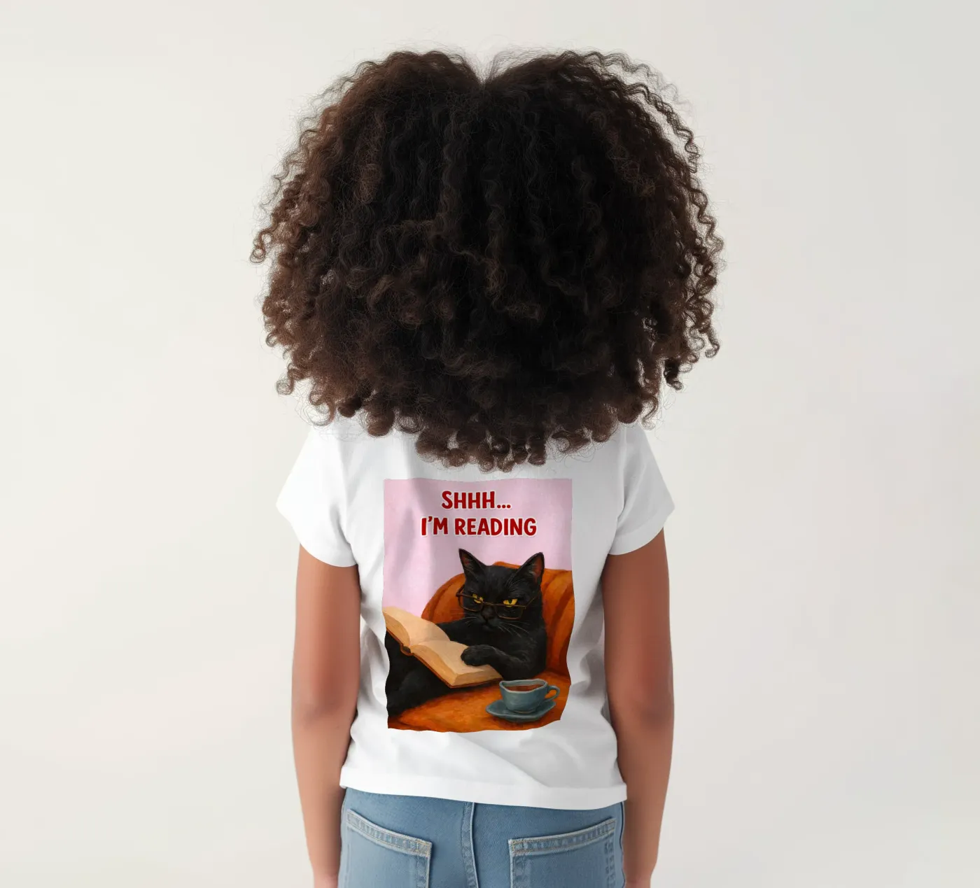 nel reading cat t-shirt bambini da kamilaze