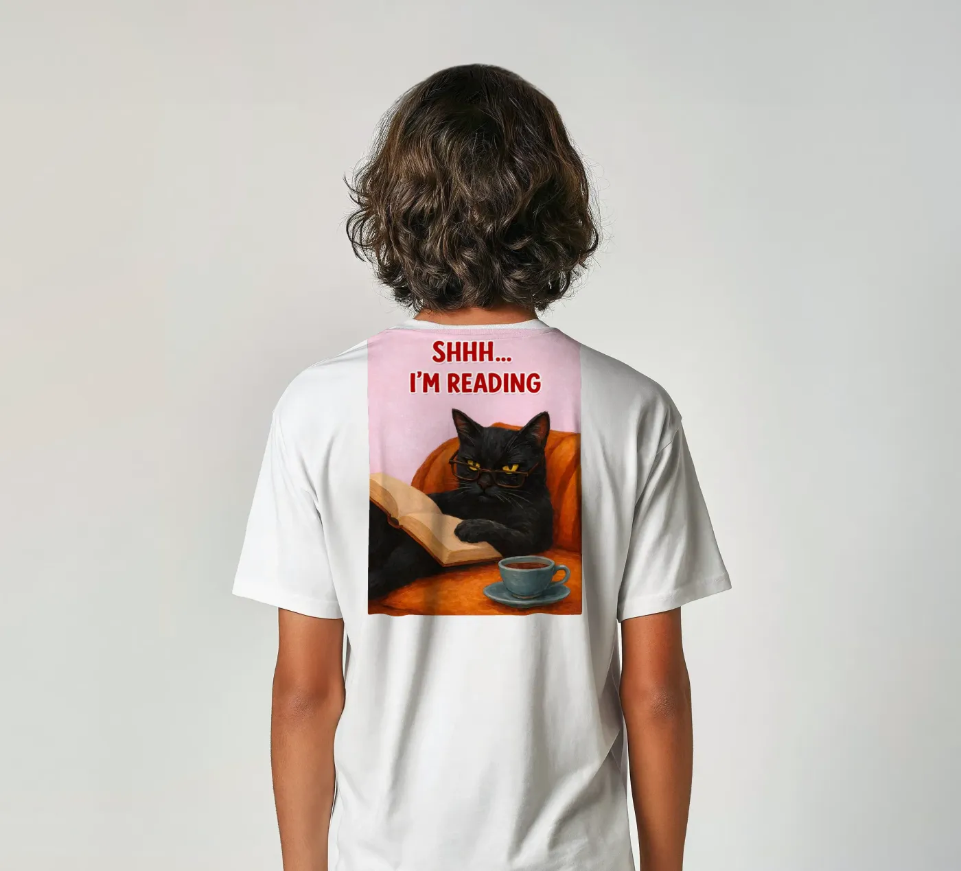 nel reading cat t-shirt bambini da kamilaze