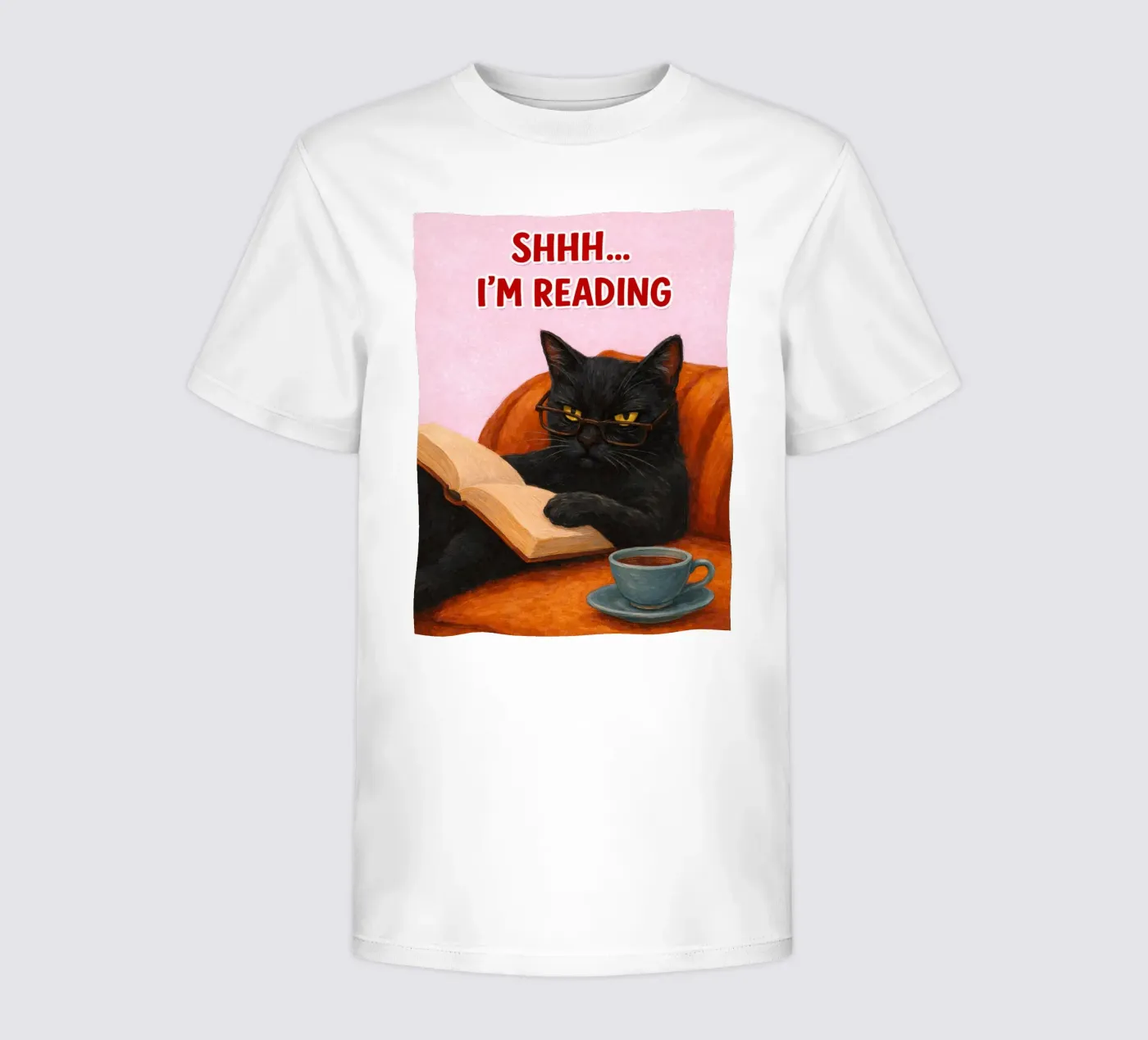 nel reading cat t-shirt bambini da kamilaze