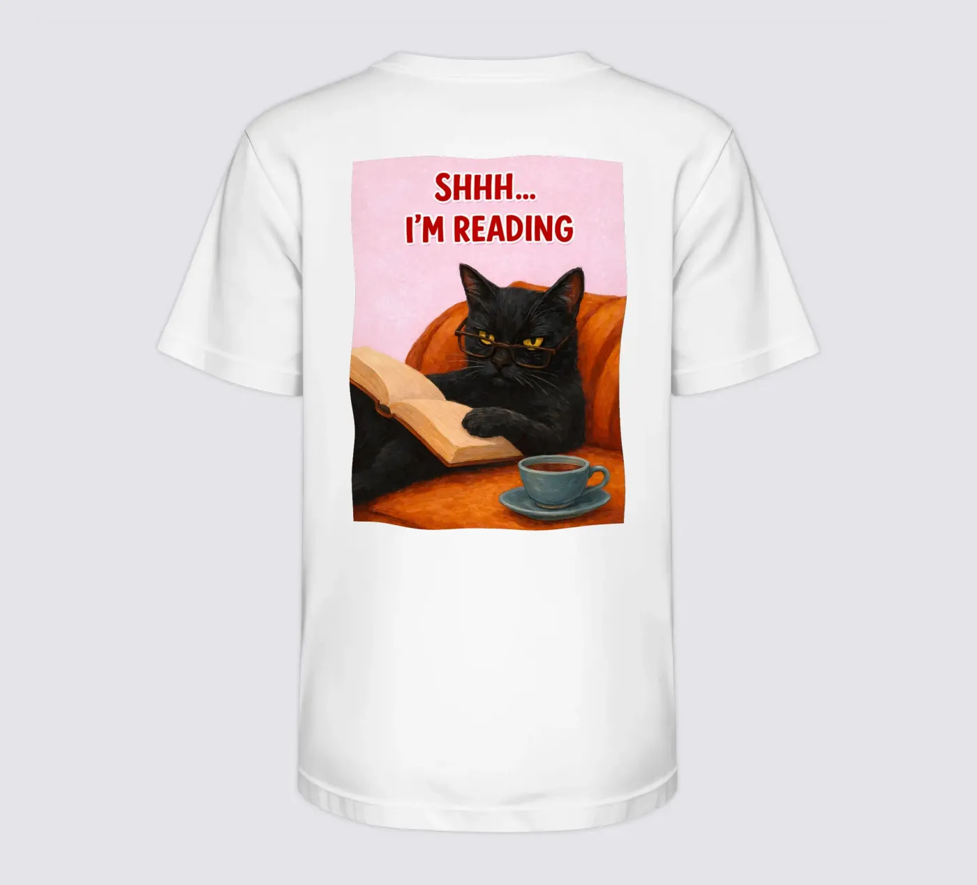nel reading cat t-shirt bambini da kamilaze