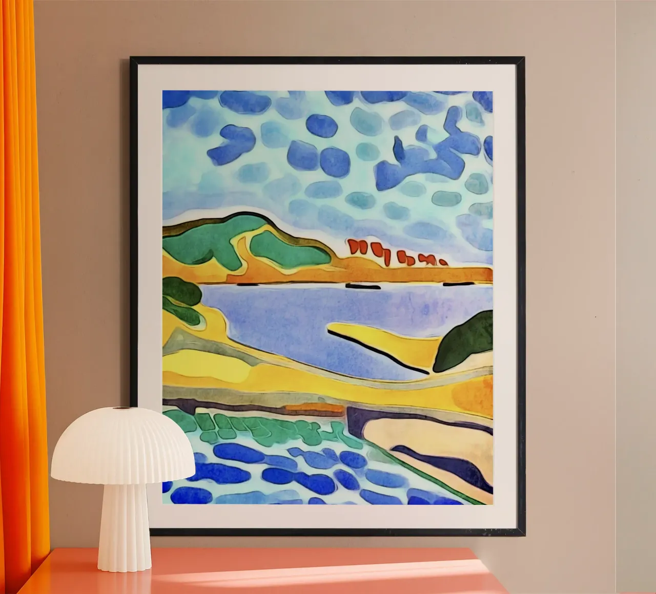 Paesaggio sul lago poster con telaio in plastica da ZAMART