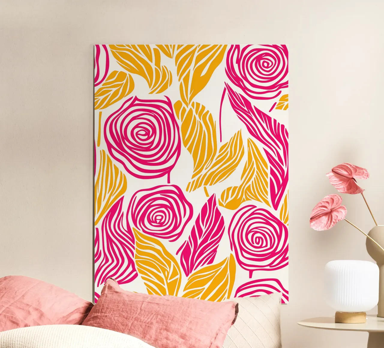 Modello astratto di rosa autunnale poster con telaio in alluminio da Autofocus