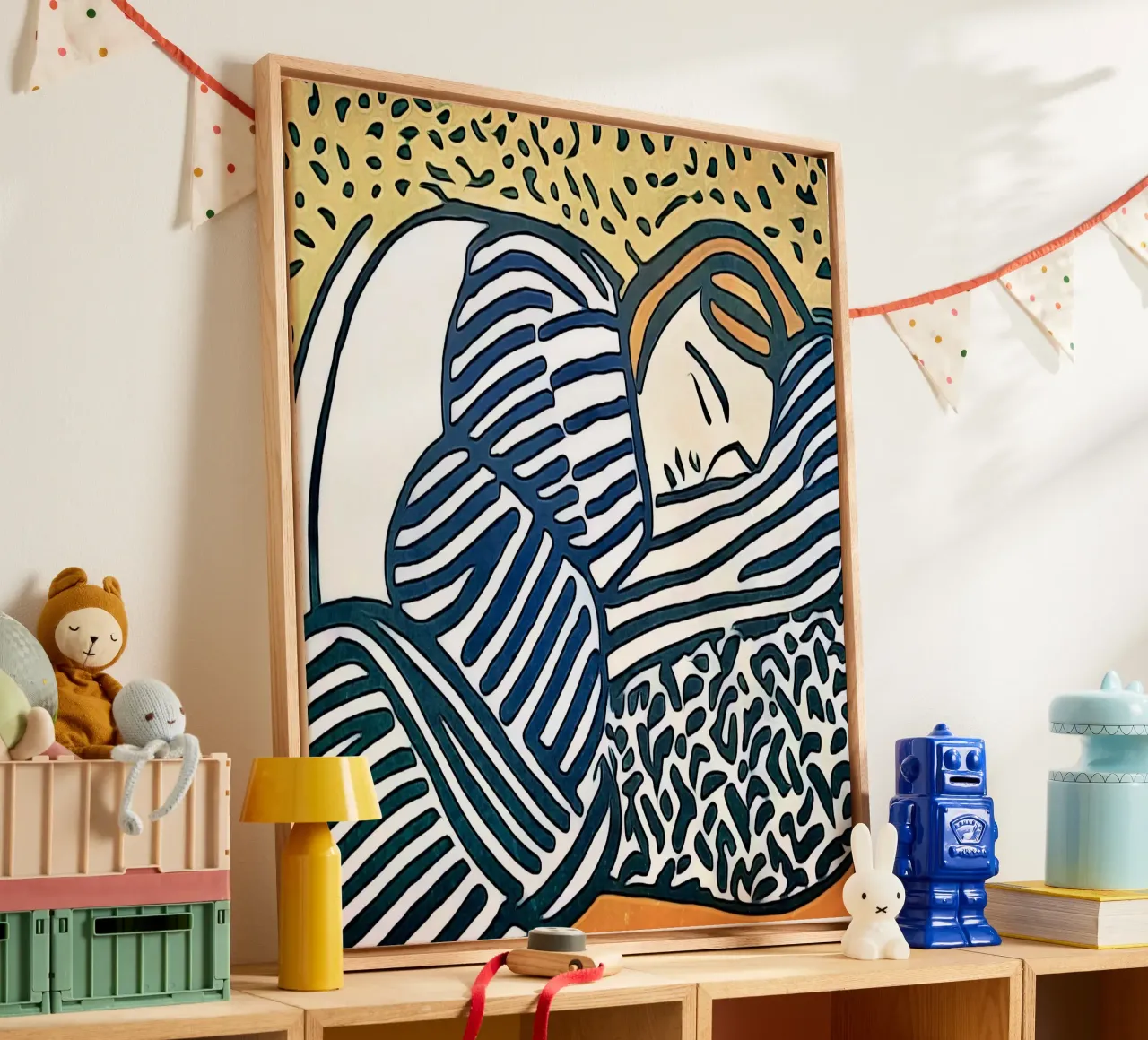 Sleeping woman canvas with Floater frame by ZAMART