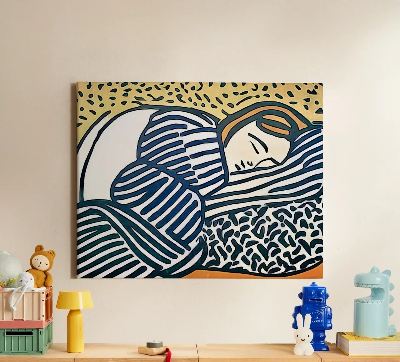 Sleeping woman canvas with Floater frame by ZAMART