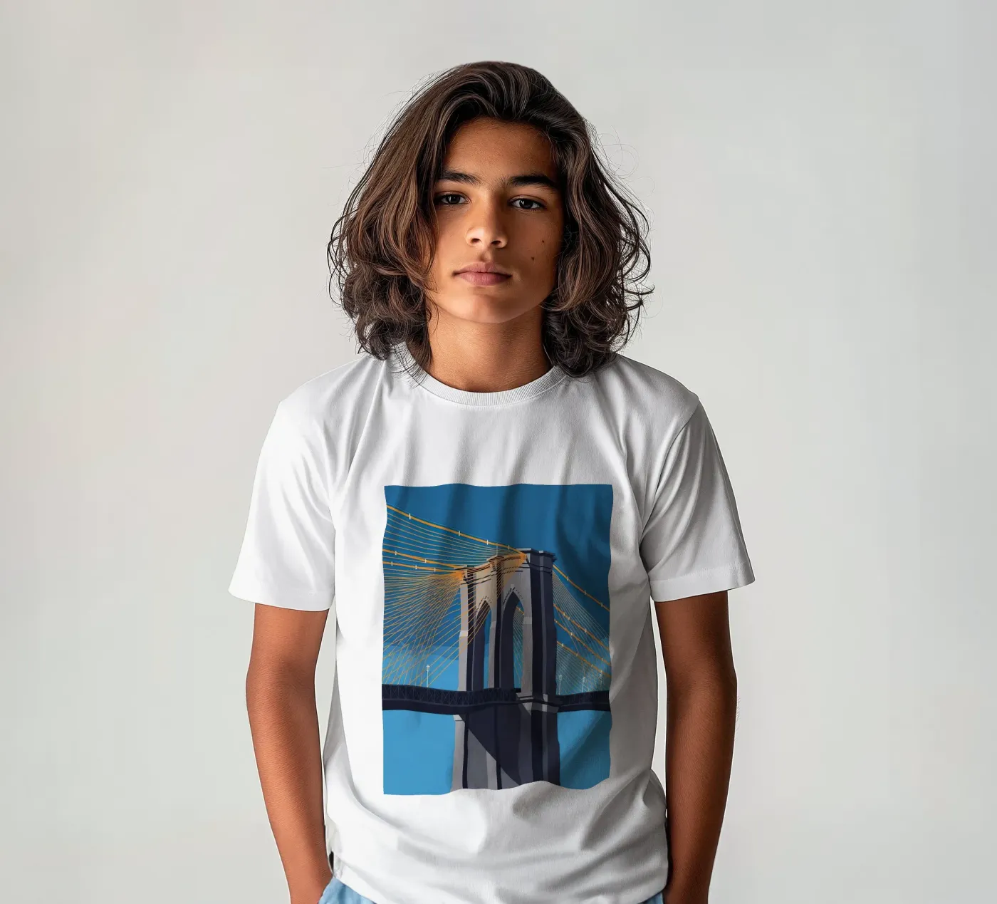 Iconic Cable-Stayed Bridge Kinder T-Shirt von FlatPrint Studio