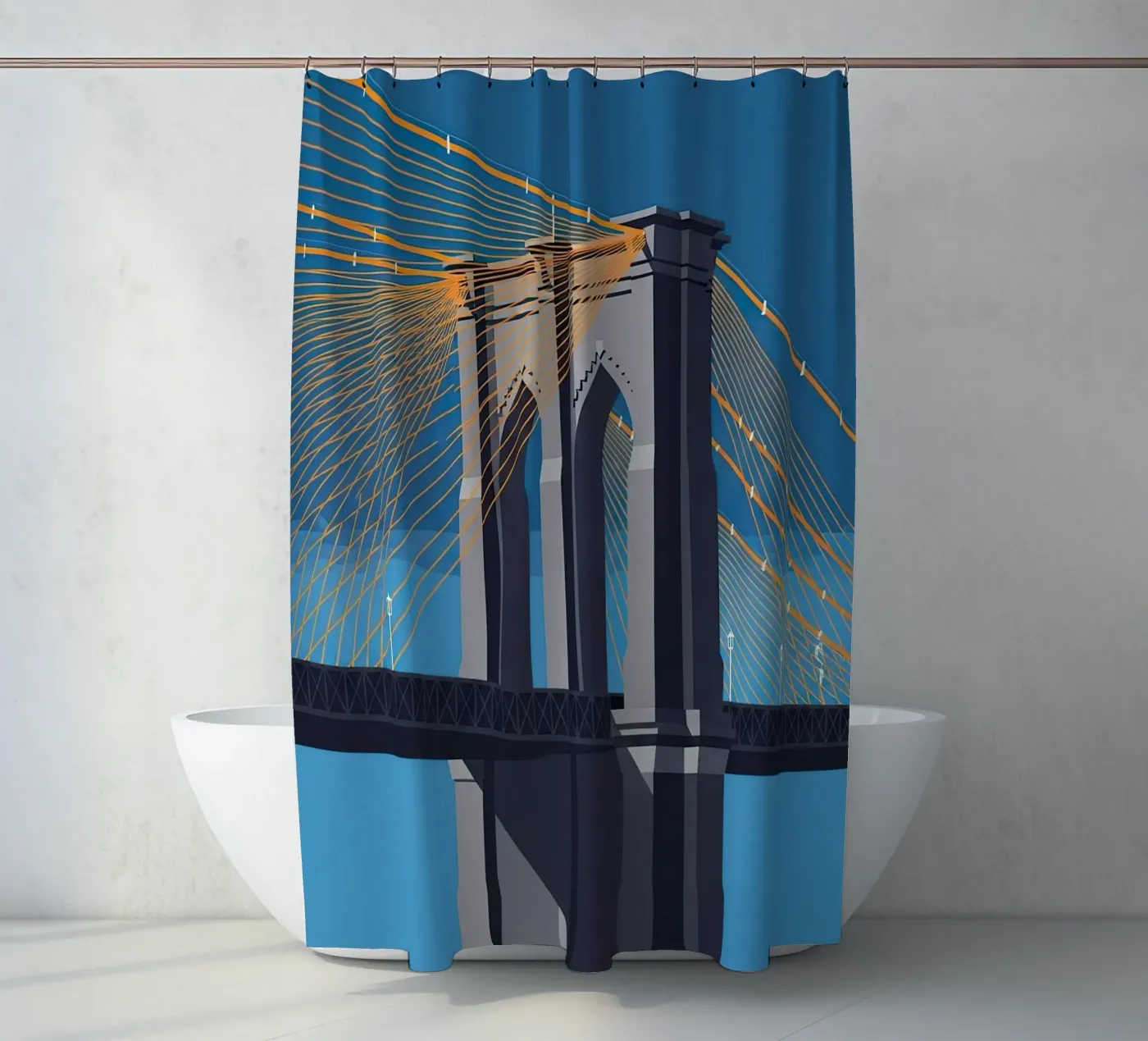 Kultige Schrägseilbrücke Duschvorhang von FlatPrint Studio