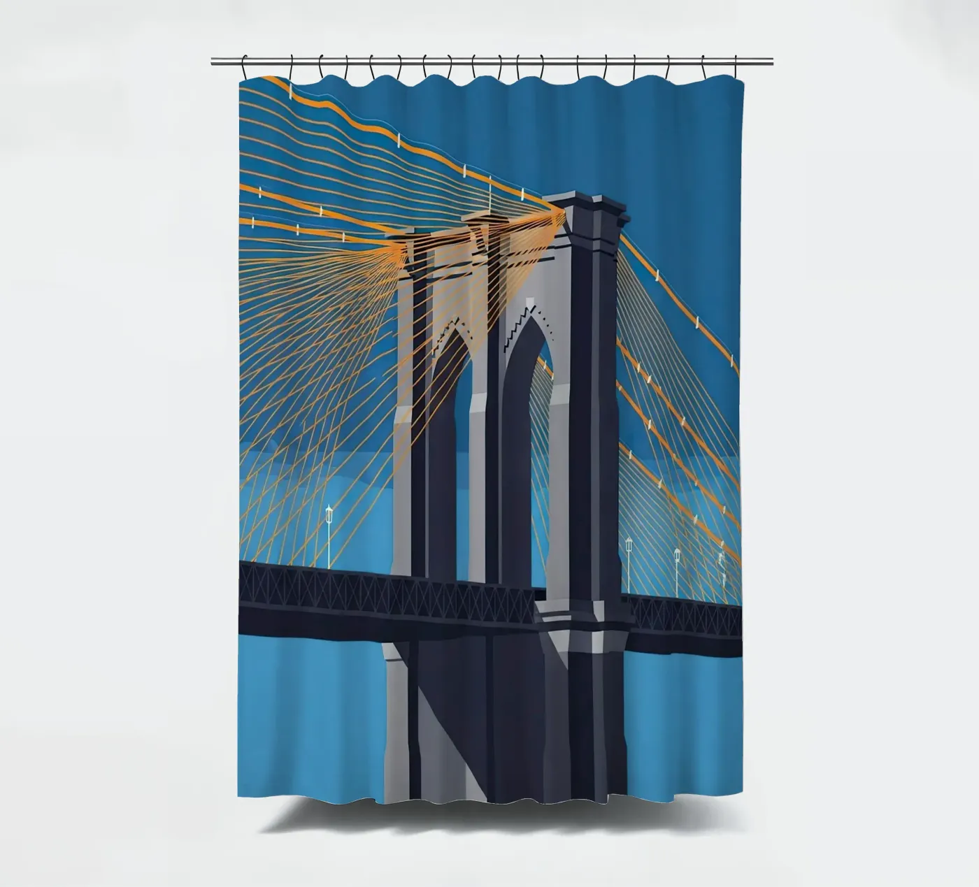 Kultige Schrägseilbrücke Duschvorhang von FlatPrint Studio