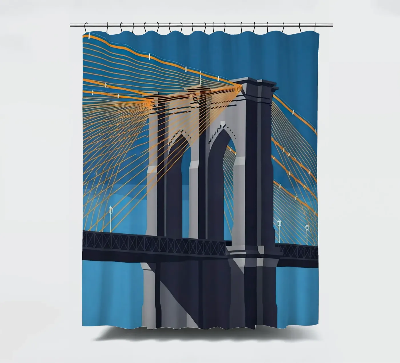 Kultige Schrägseilbrücke Duschvorhang von FlatPrint Studio