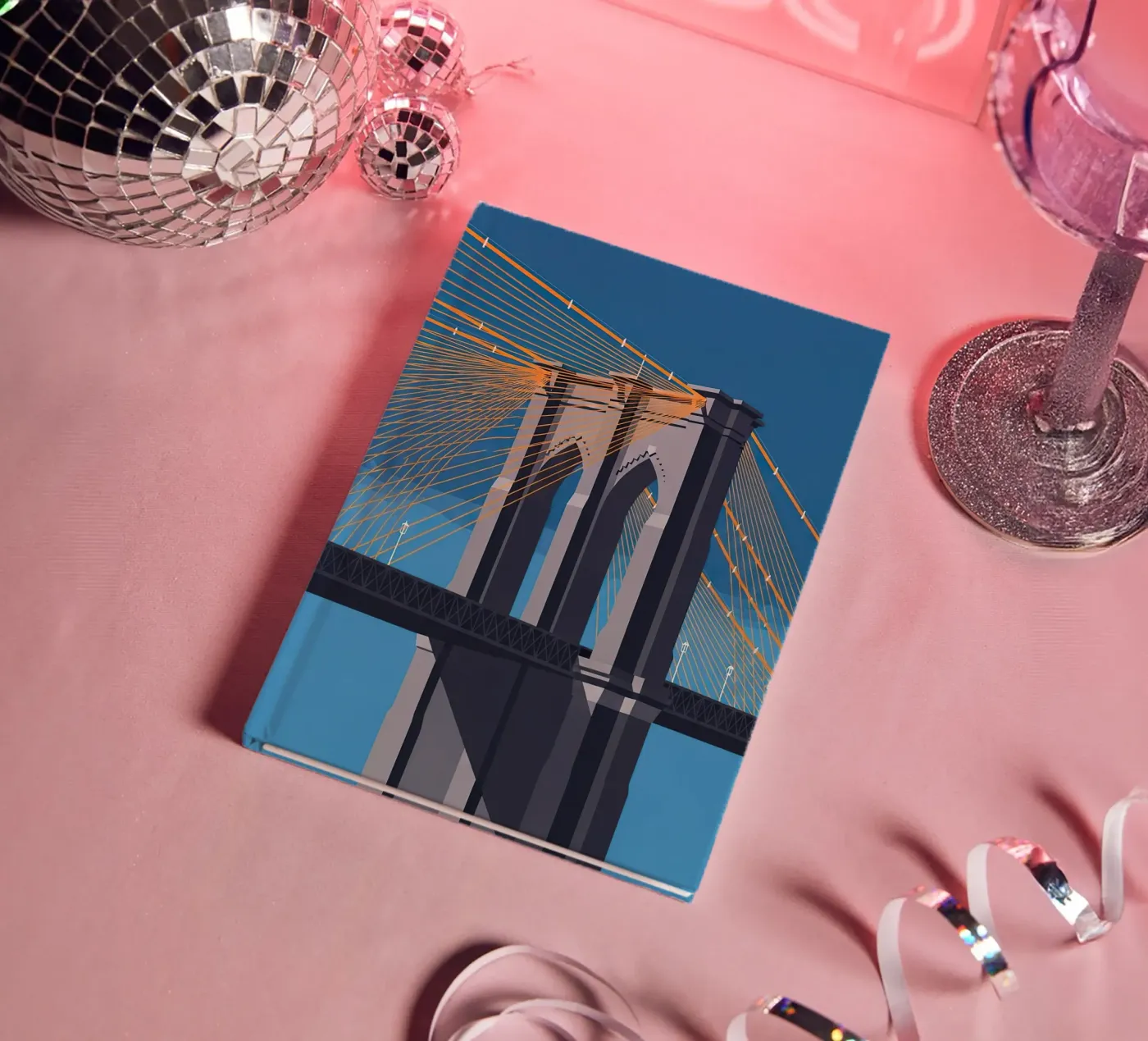 Iconic Cable-Stayed Bridge notebook by FlatPrint Studio