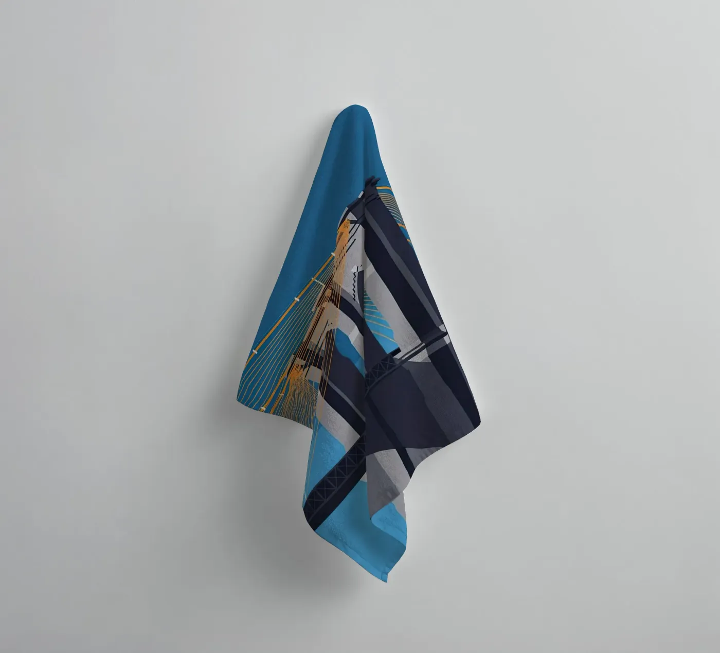 Iconic Cable-Stayed Bridge towel by FlatPrint Studio