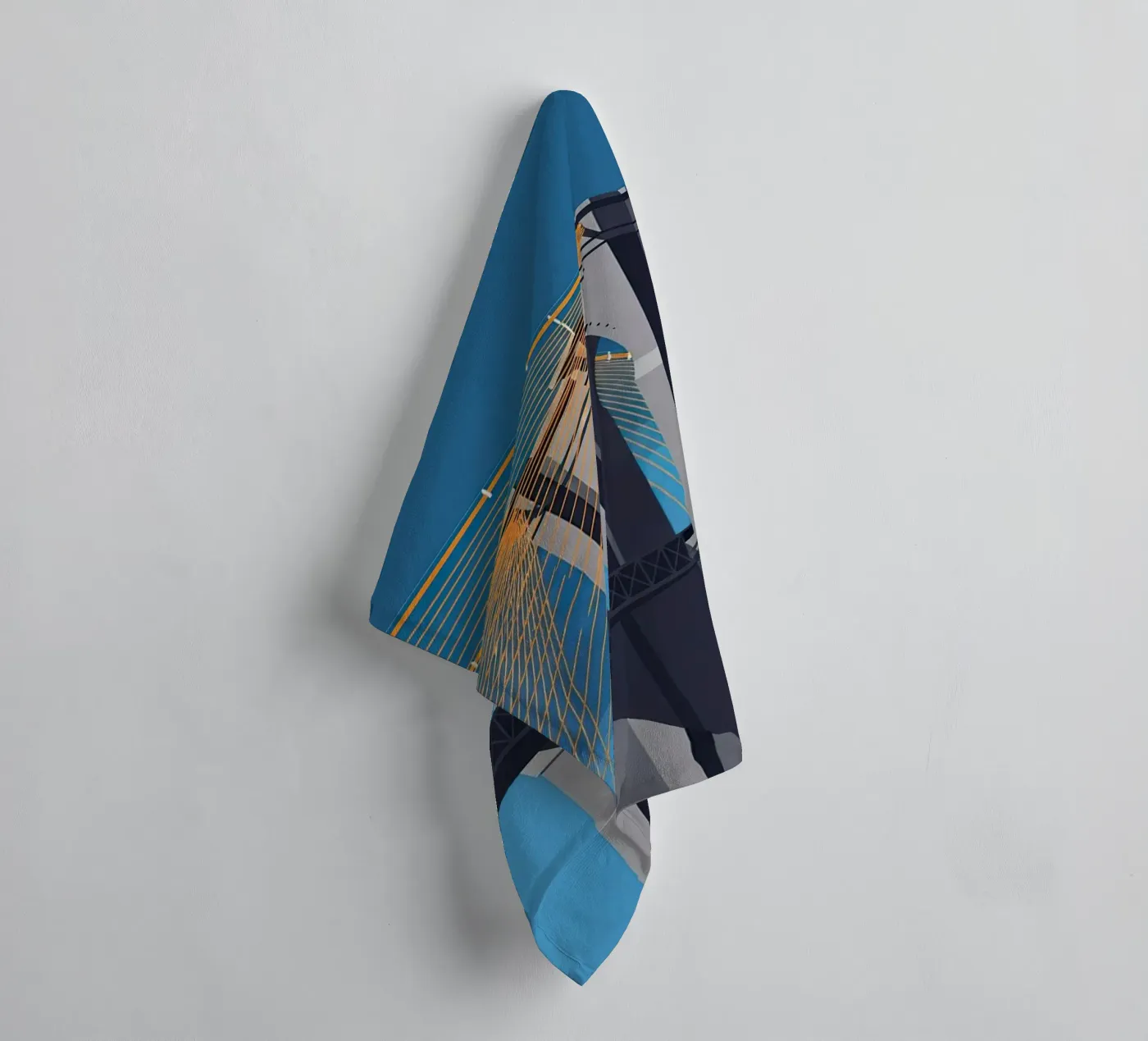 Iconic Cable-Stayed Bridge towel by FlatPrint Studio