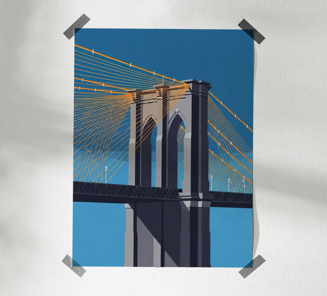 Iconic Cable-Stayed Bridge poster by FlatPrint Studio