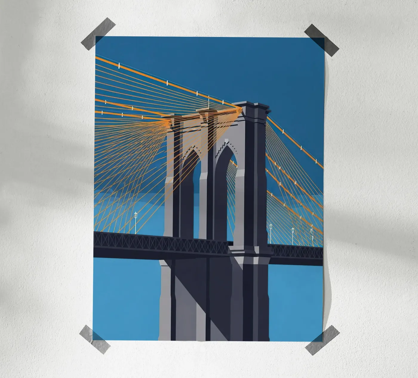 Iconic Cable-Stayed Bridge poster by FlatPrint Studio