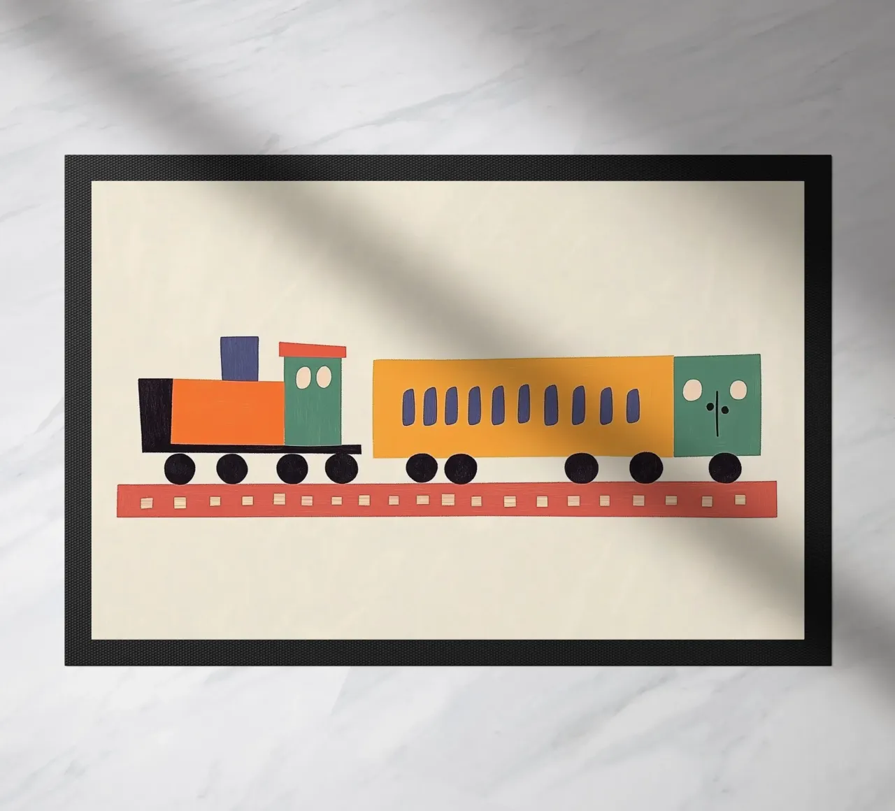 Colourful train doormat by Little Art Lab