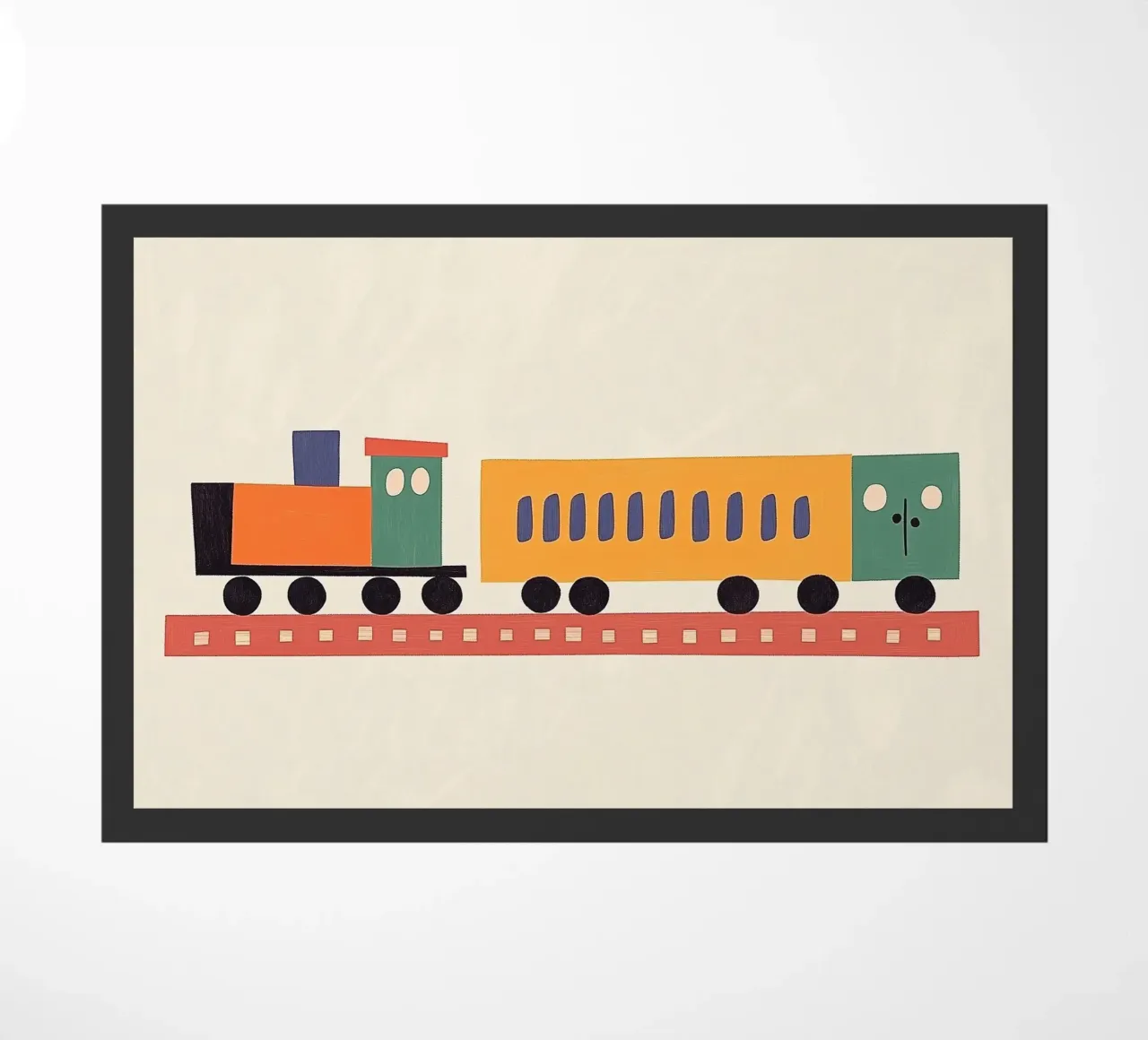 Colourful train doormat by Little Art Lab