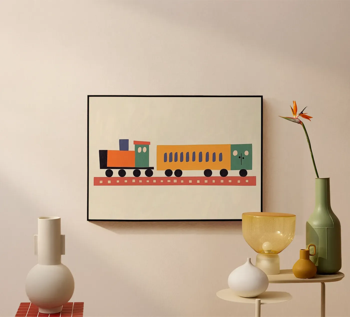 Kleurrijke trein acryl van Little Art Lab