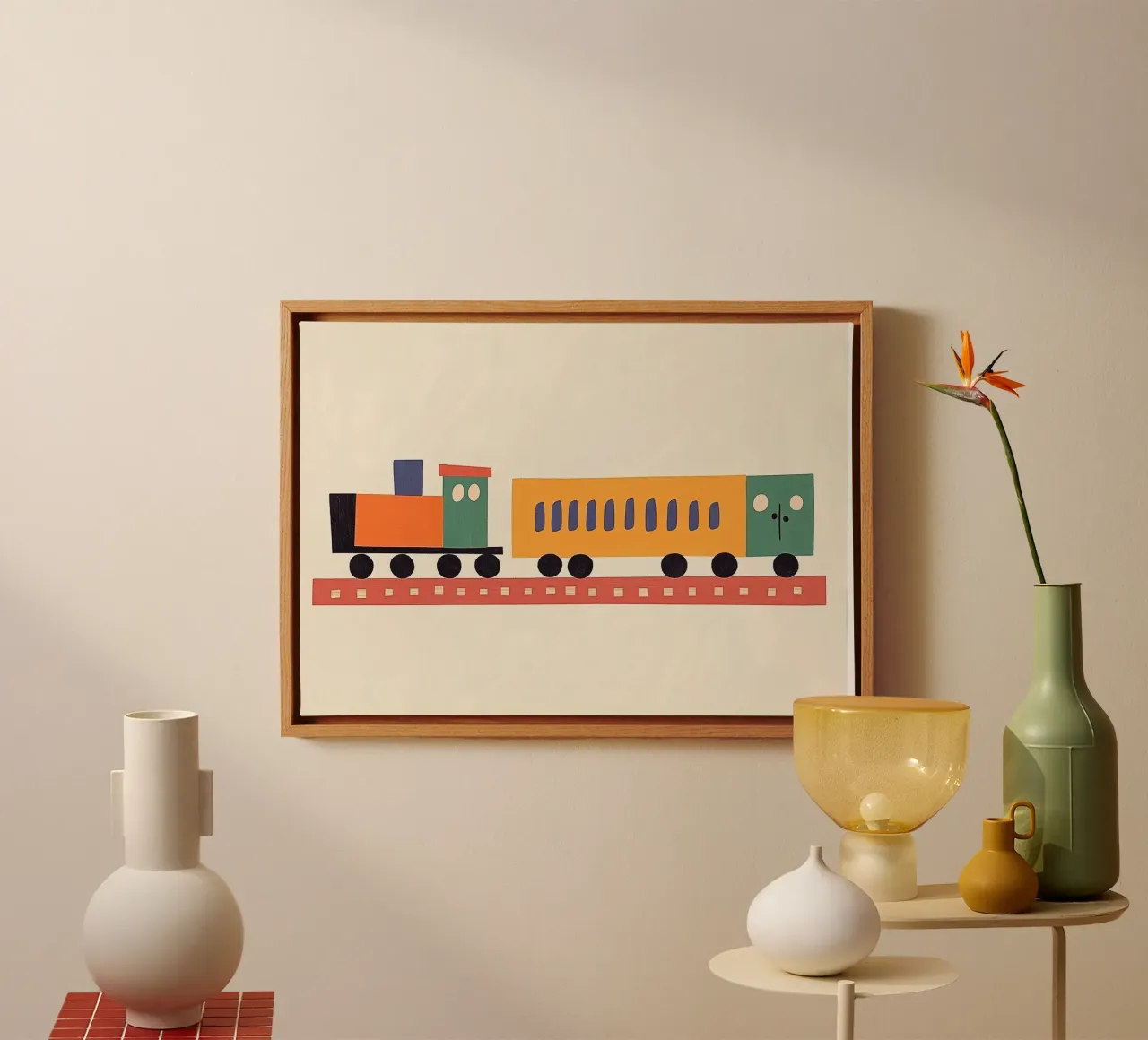 Treno colorato tela da Little Art Lab