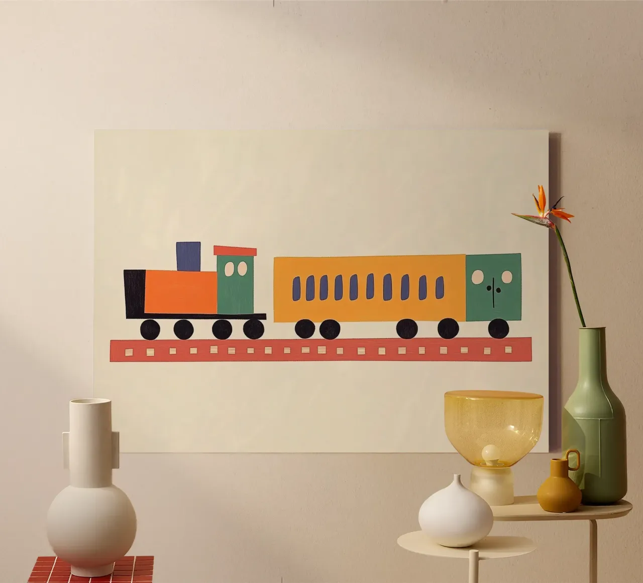 Treno colorato tela da Little Art Lab
