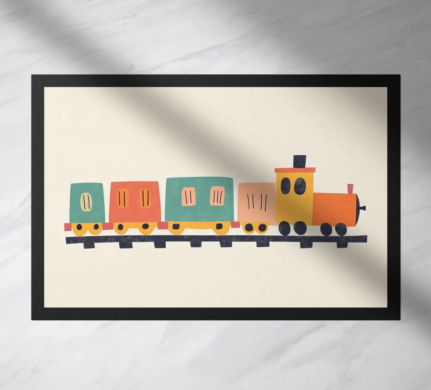 Colourful train doormat by Little Art Lab