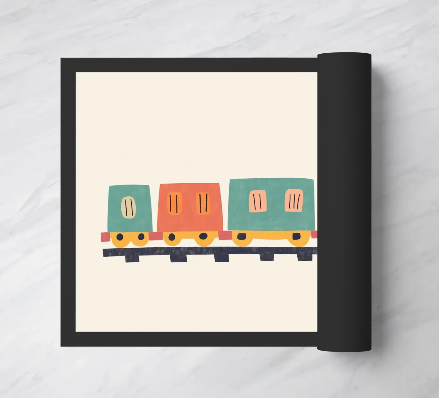 Colourful train doormat by Little Art Lab